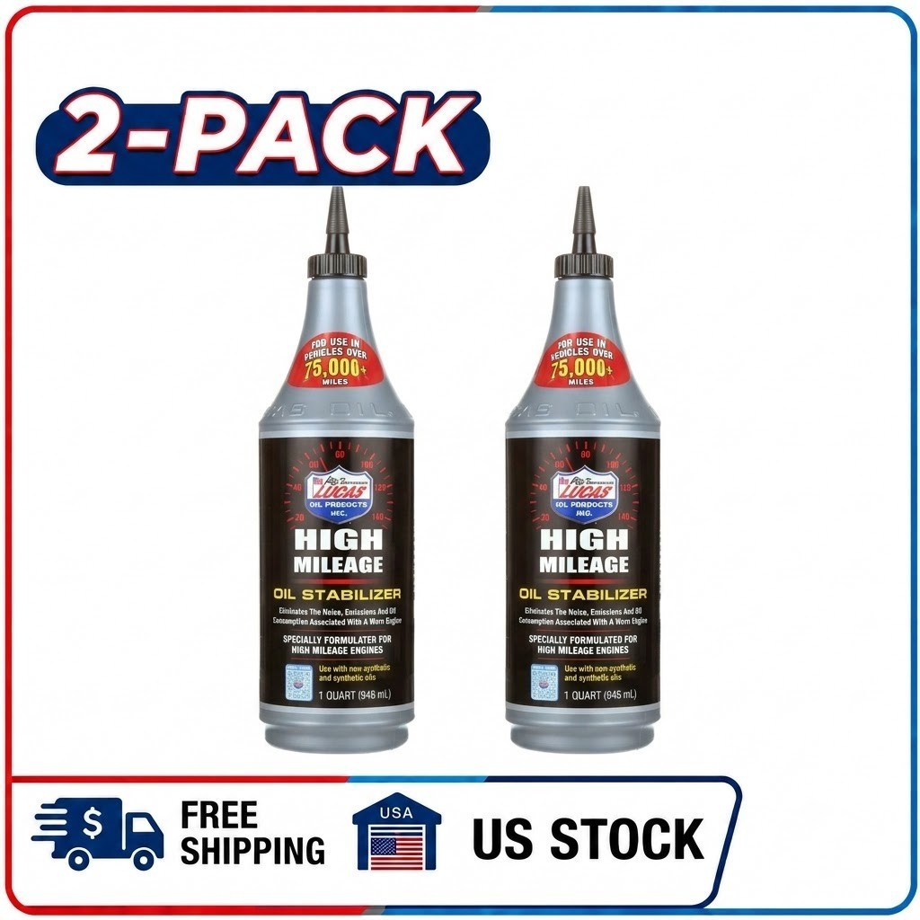 2 Pack Lucas Oil Products High Mileage Oil Stablizer 1 qt