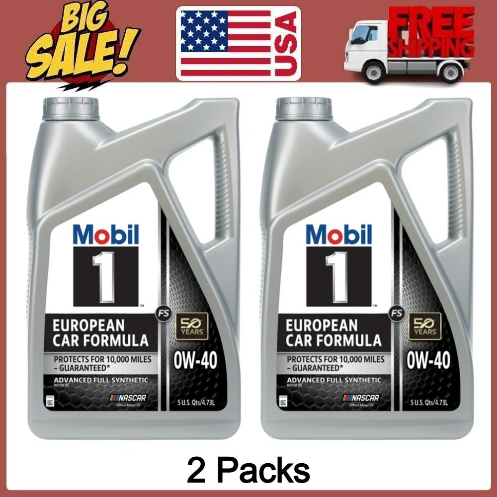 2 packs Mobil 1 FS European Car Formula Full Synthetic Motor Oil 0W-40, 5 Quart