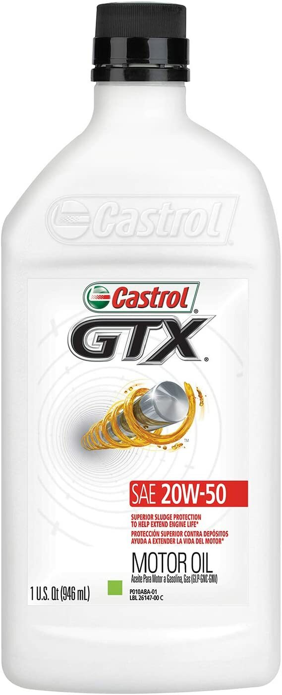 Castrol 06147 GTX 20W-50 Conventional Motor Oil – 1 Quart, (Pack of 6)