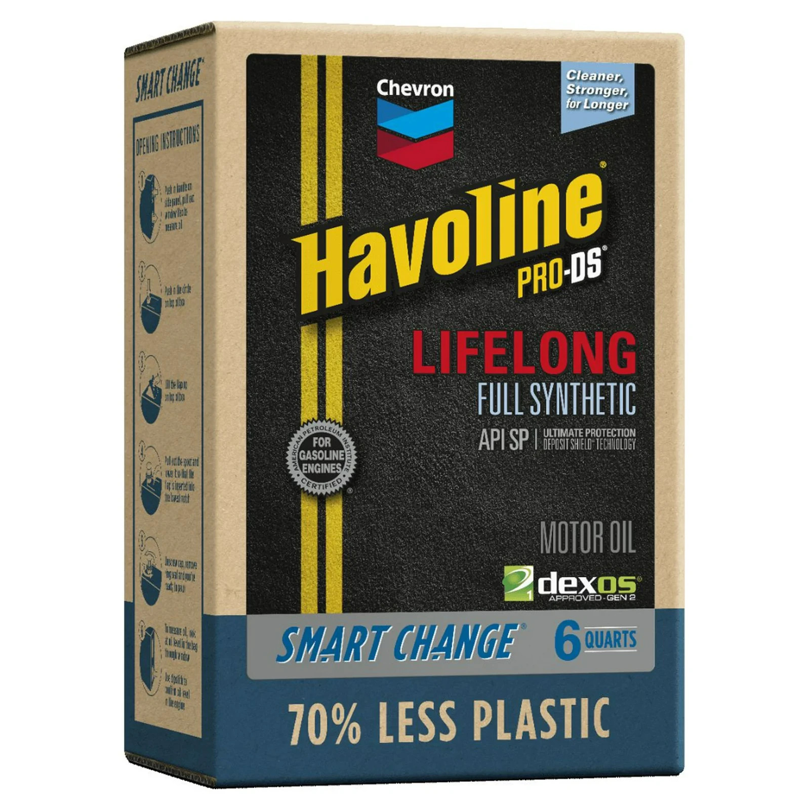 (2-Pack) Chevron Havoline Lifelong Synthetic Motor Oil 5W-20, 6 Quart Smart Chan