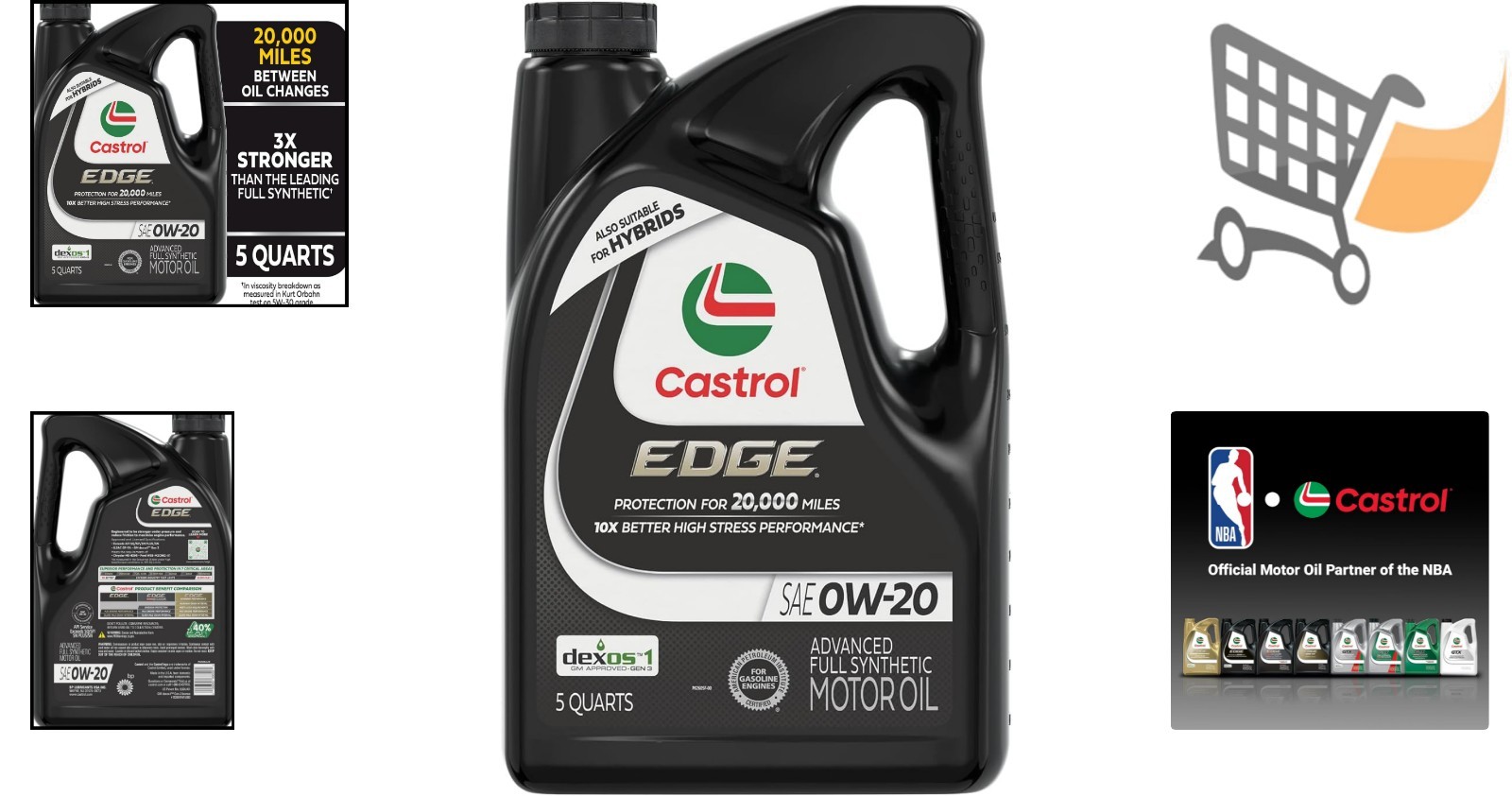 Full Synthetic Motor Oil 0W-20 5 Quarts Universal Fit for Cars Trucks Hybrids