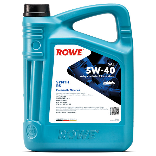 5W-40 Engine Oil 5L Rowe Hightec Synth RS for BMW Mercedes Porsche A40 PSA VW