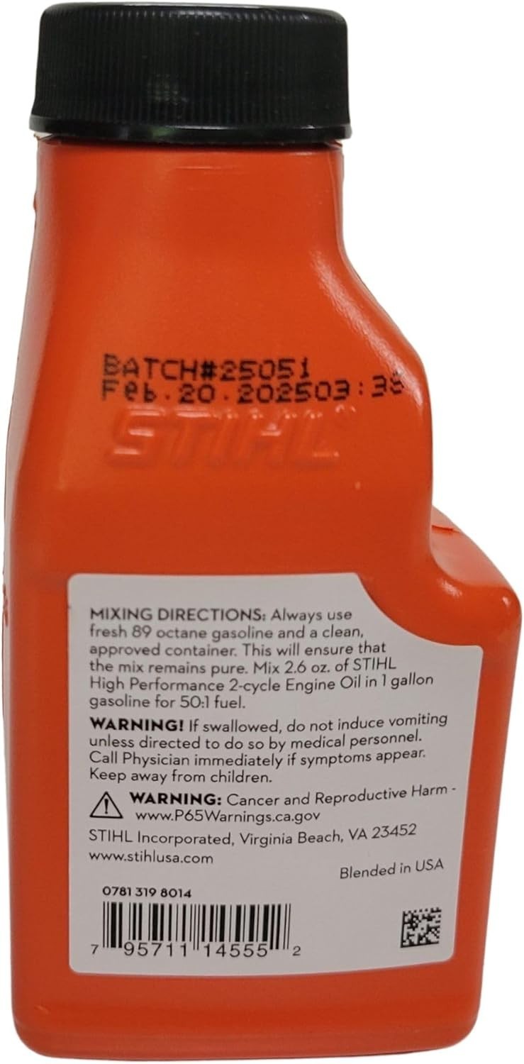 Versatile 6 Pack of 2.6 Ounce High Performance 2-Cycle Oil for Chain Saws & More