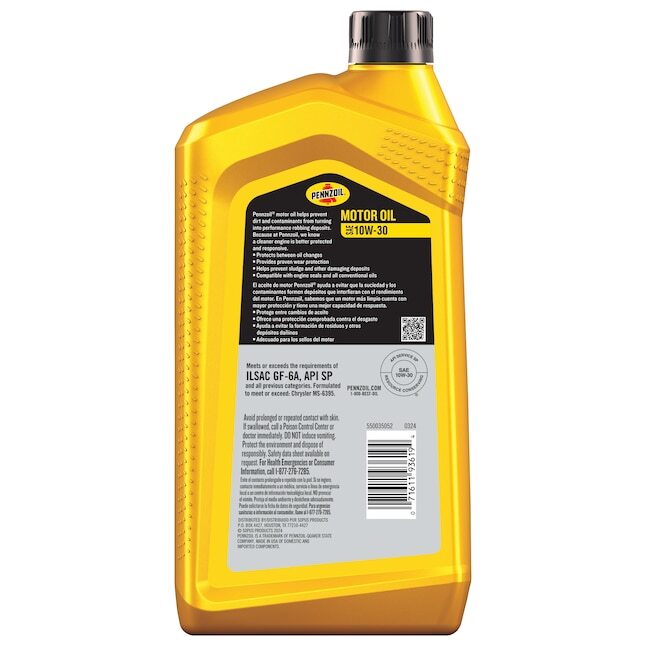 Pennzoil 1 Quart 10W-30 Motor Oil for Gasoline Engines with Active Cleansing