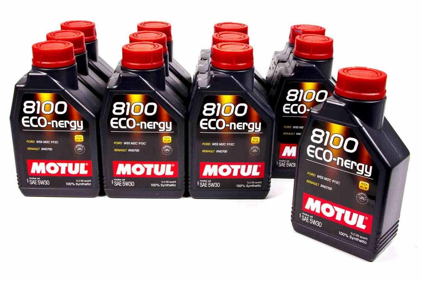 MOTUL USA 8100 Eco-nergy 5W30 Synthetic Motor Oil – Set of 12 (1L Bottles)