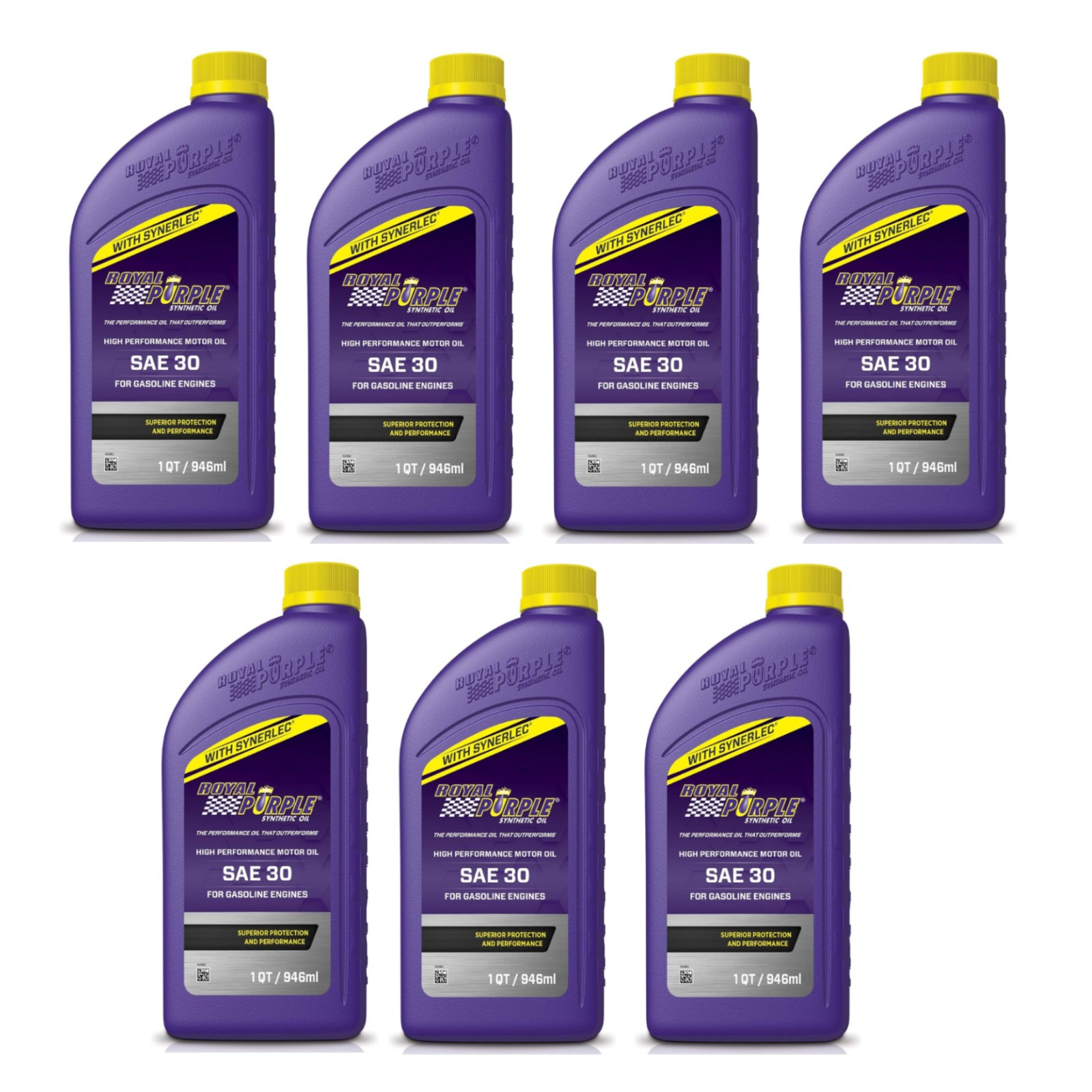 Royal Purple SAE 30 High Performance Synthetic Motor Oil 1 Qt. Bottles Set of 7