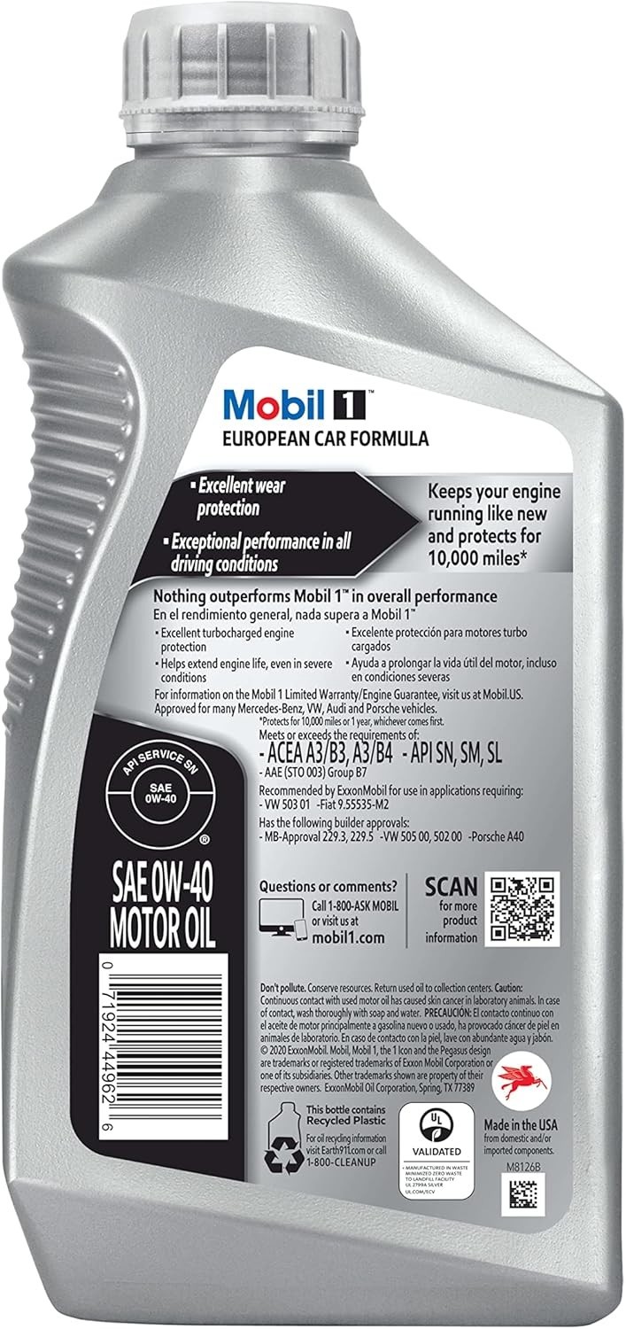 MOBIL 1 FS EURO 0W40 MOTOR OIL 6/1 QTS (PACK OF 6 + FREE SHIPPING)