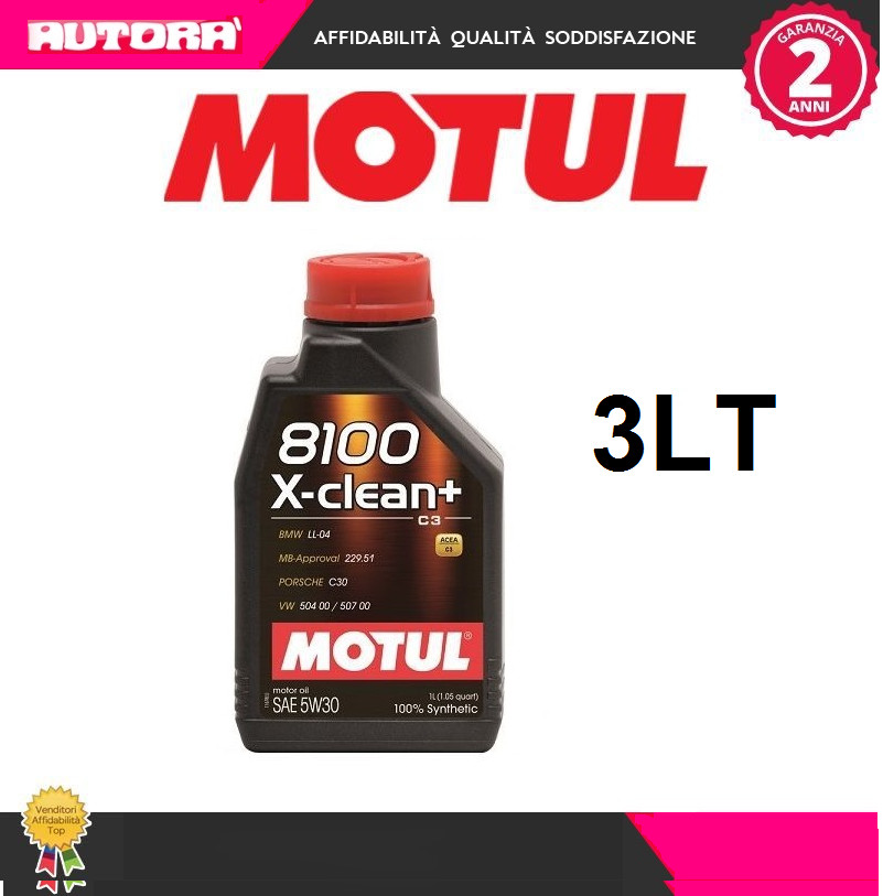 3lt Oil 8100 X Clean+ 5W30 C3 100% Synthetic (BRAND-MOTUL)..