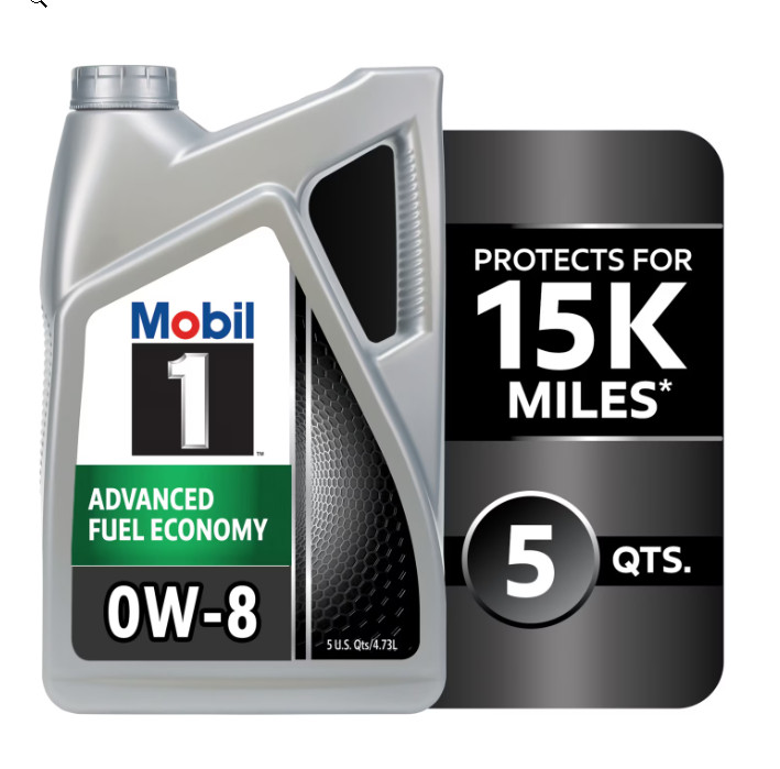 Mobil 1 Advanced Fuel Economy Full Synthetic Motor Oil 0W-8, 5 Quart