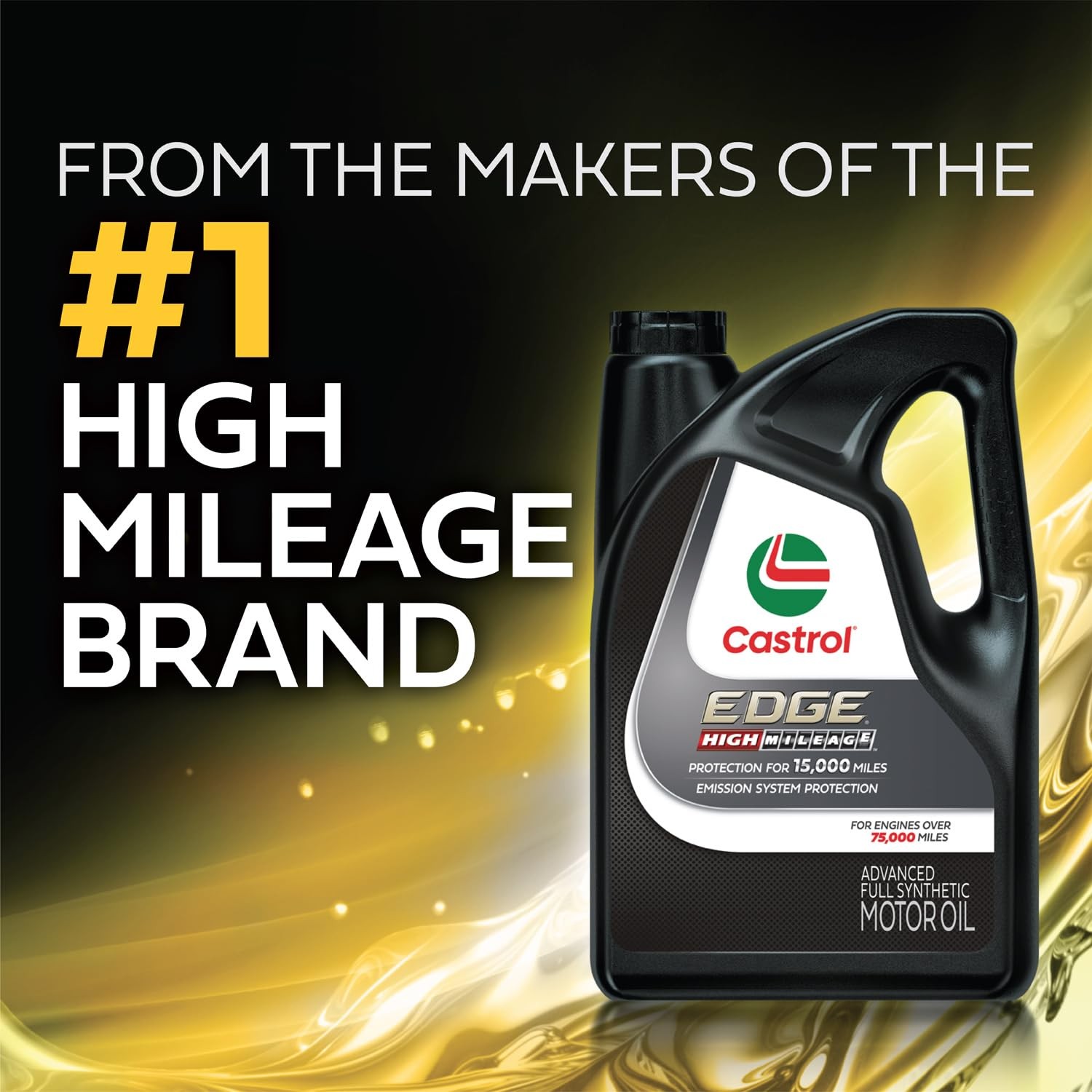Castrol EDGE High Mileage 5W-20 Advanced Full Synthetic Motor 5 Quarts, Amber
