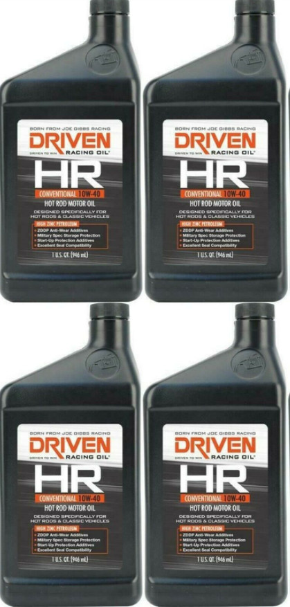 Driven Racing Oil 03806 HR5 Conventional 10W40 Motor Oil, 1 Quart (Quantity 4)
