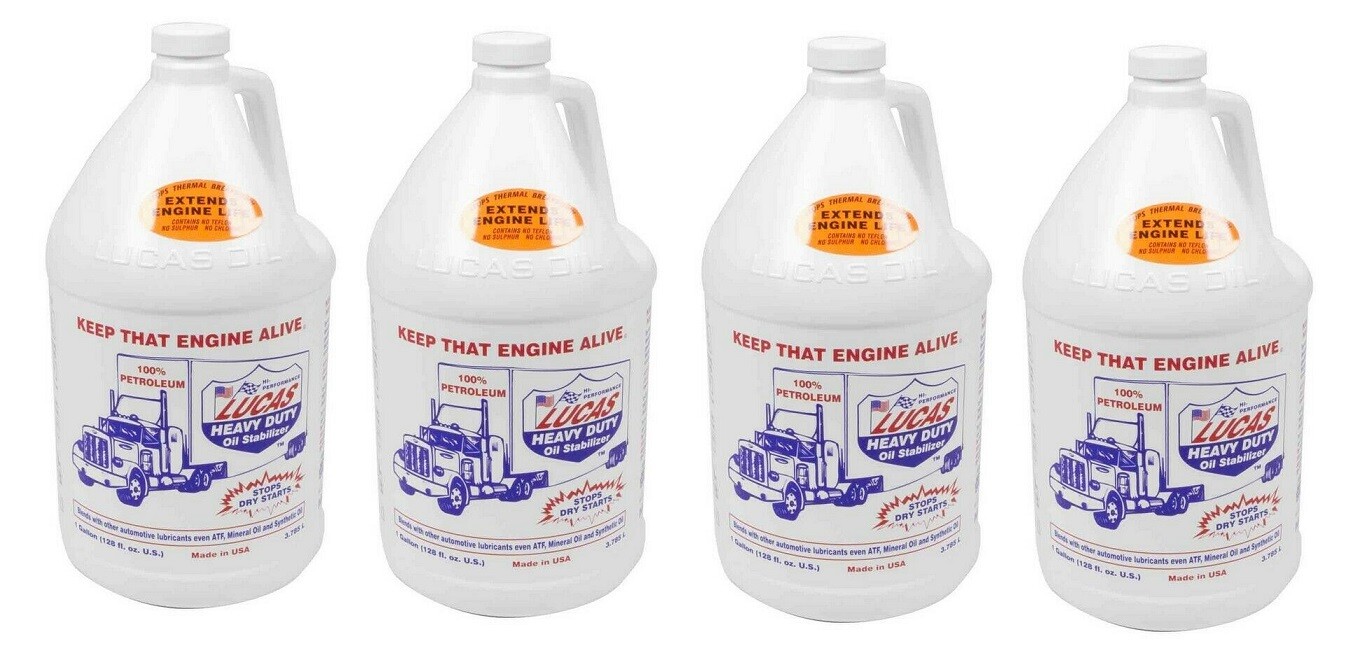Lucas Oil One Gallon Bottle Heavy Duty Stabilizer Motor Oil Additive (Set of 4)