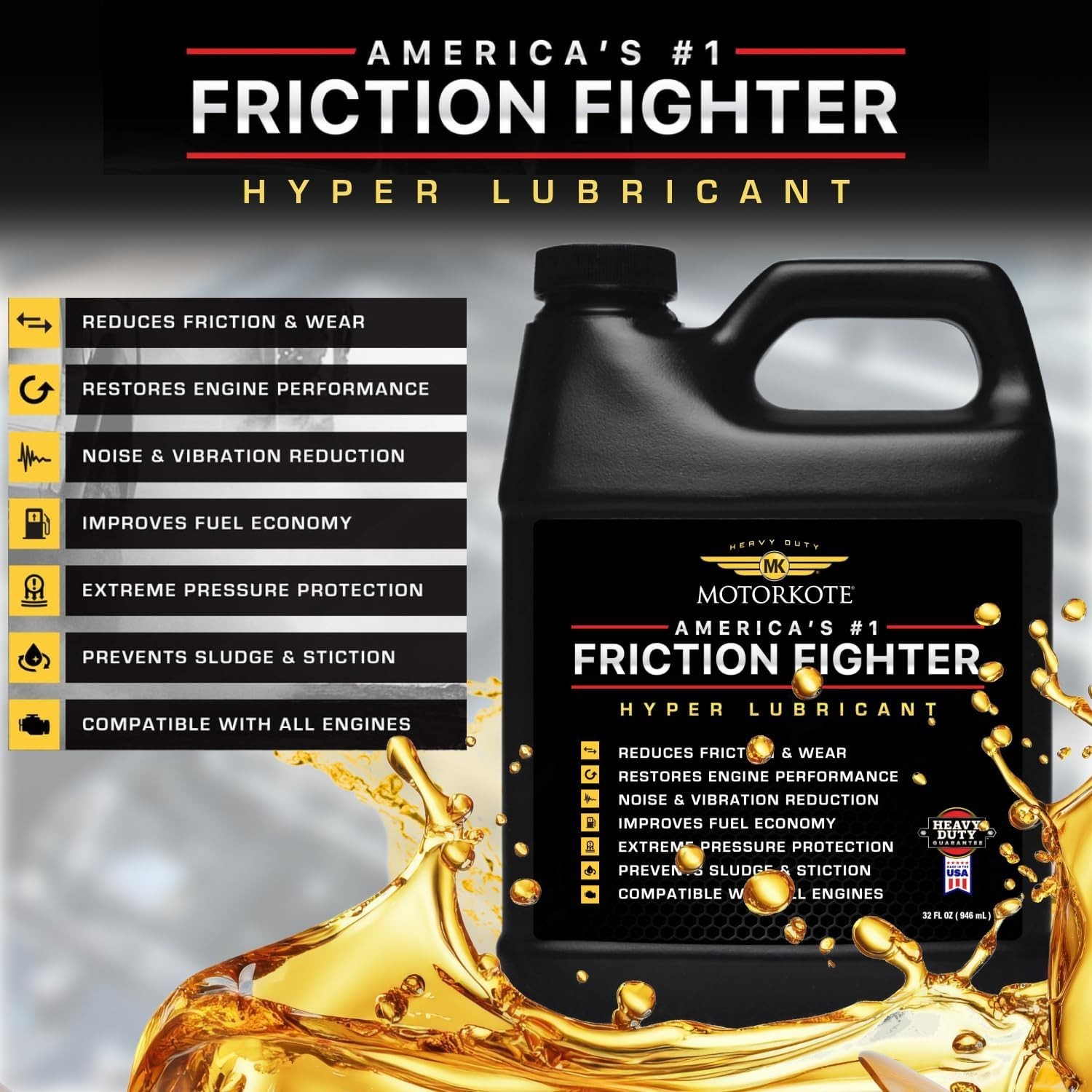 Motorkote Heavy-Duty Hyper Lubricant Engine Treatment 32oz – Ultimate Protection