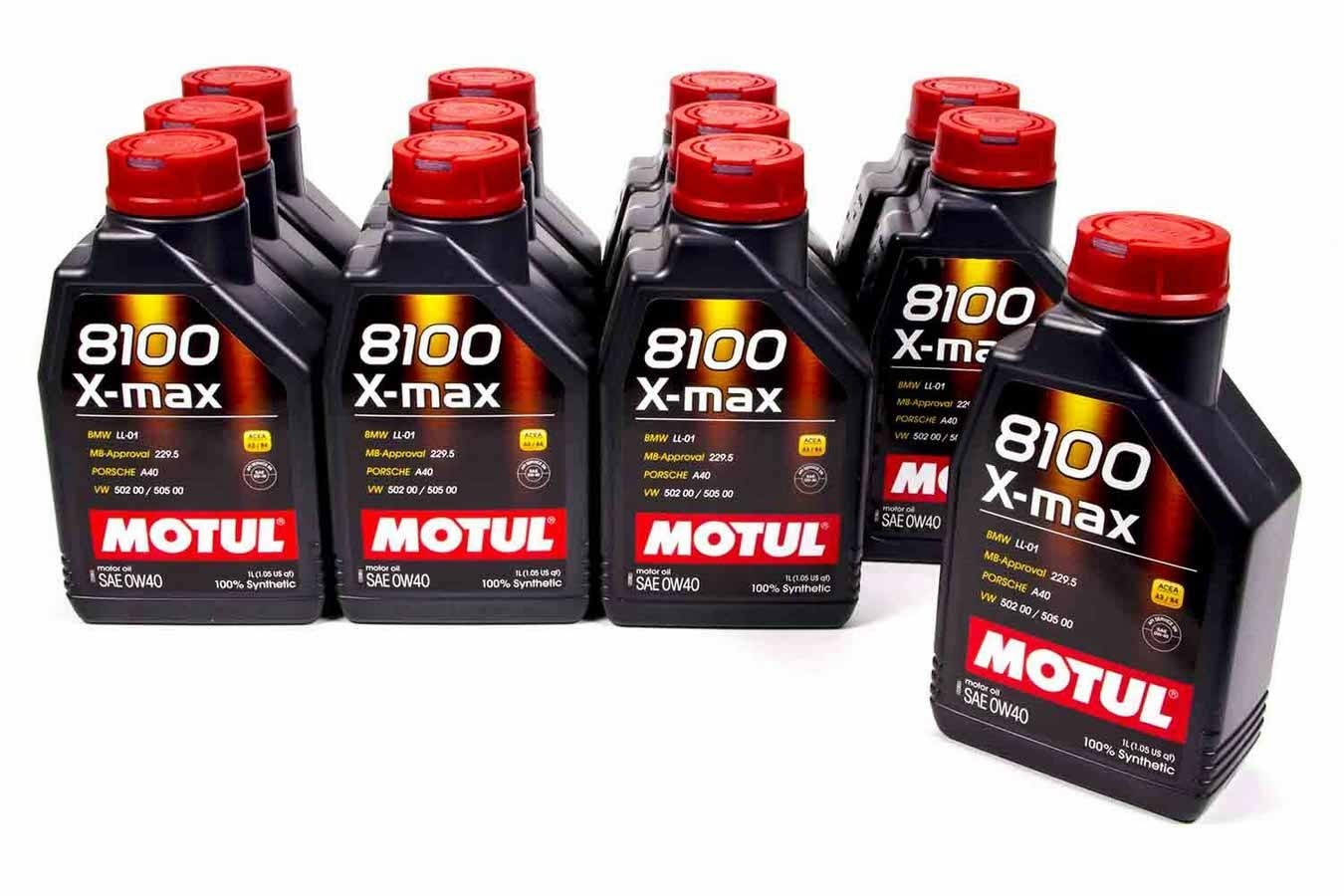 MOTUL USA 8100 X-Max 0W40 Synthetic Motor Oil – 12 x 1 Liter Bottles