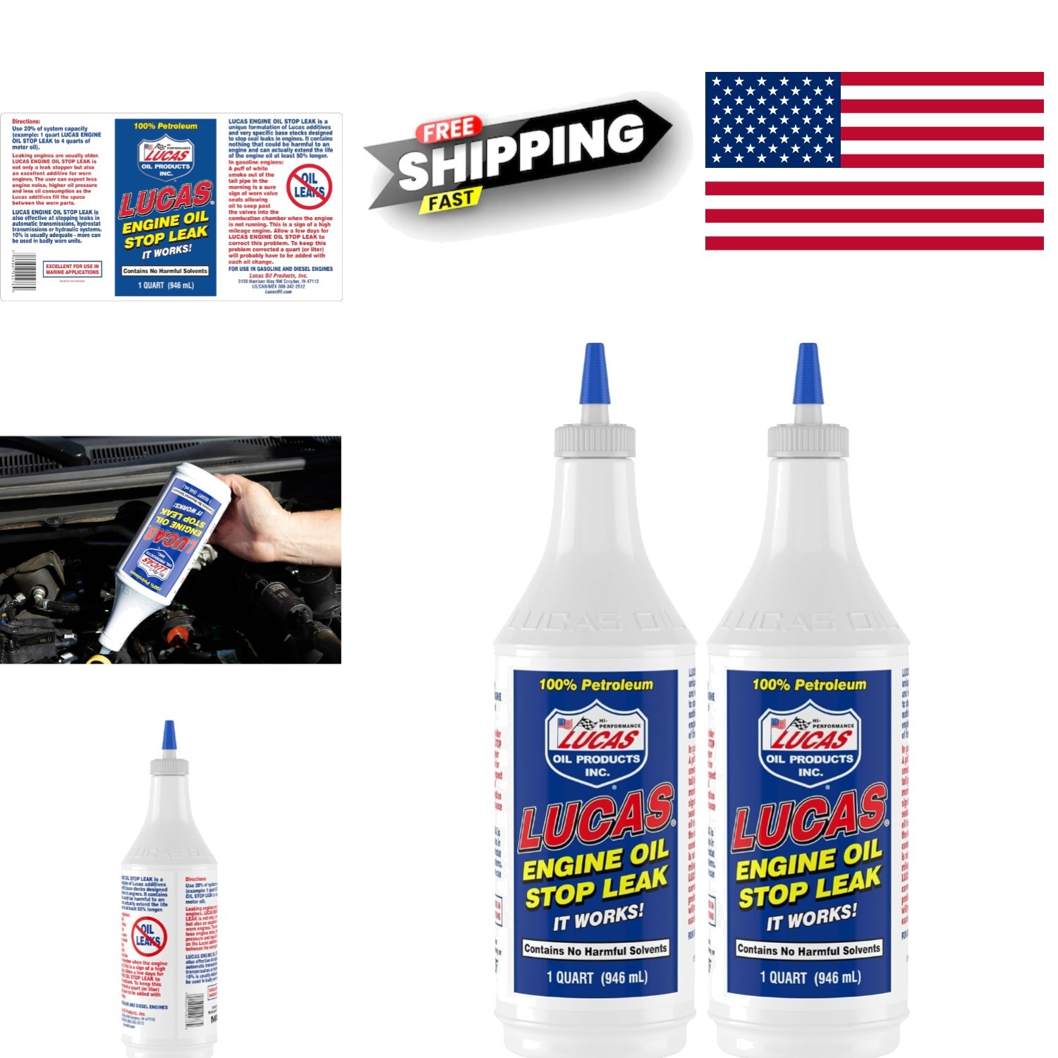 Oil Stop Leak 1 Quart Pack of 2 Raises Oil Pressure Reduces Consumption