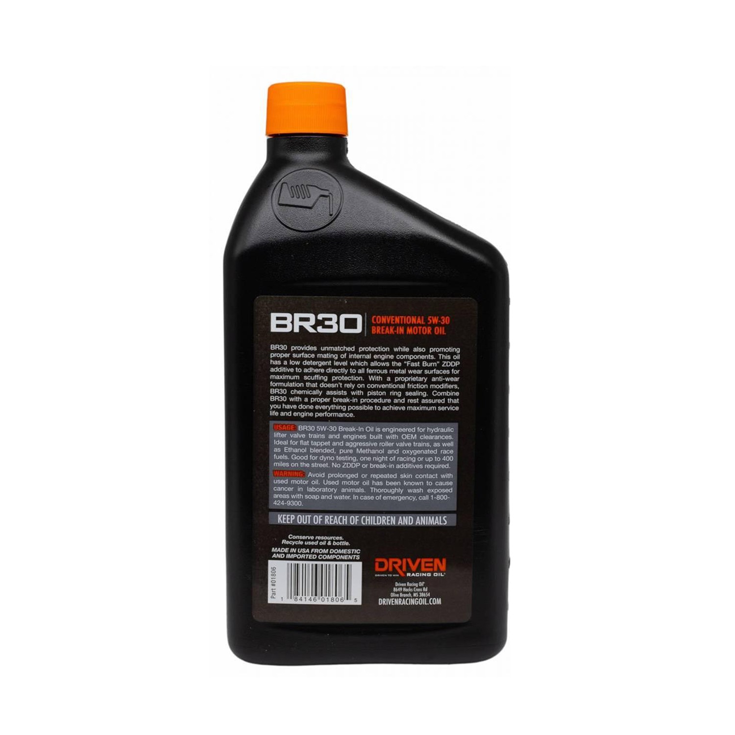 Driven Racing Oil BR30 5W-30 Conventional Break-In Motor Oil 1 Quart Pack of 6