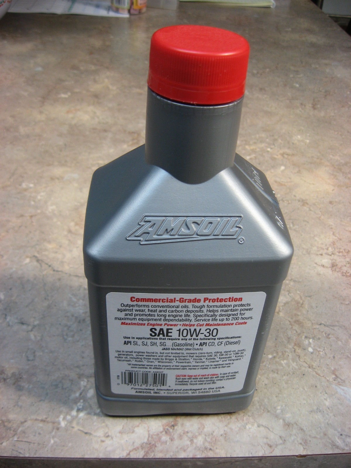 Amsoil Synthetic Small Engine Oil 10W-30 SAE Commercial-Grade 1 Quart ASEQT New