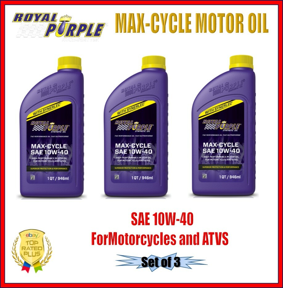 Royal Max-Cycle Motor Oil 10W-40 Motorcycle & ATV 1-Qt. Bottle Set of 3 01315