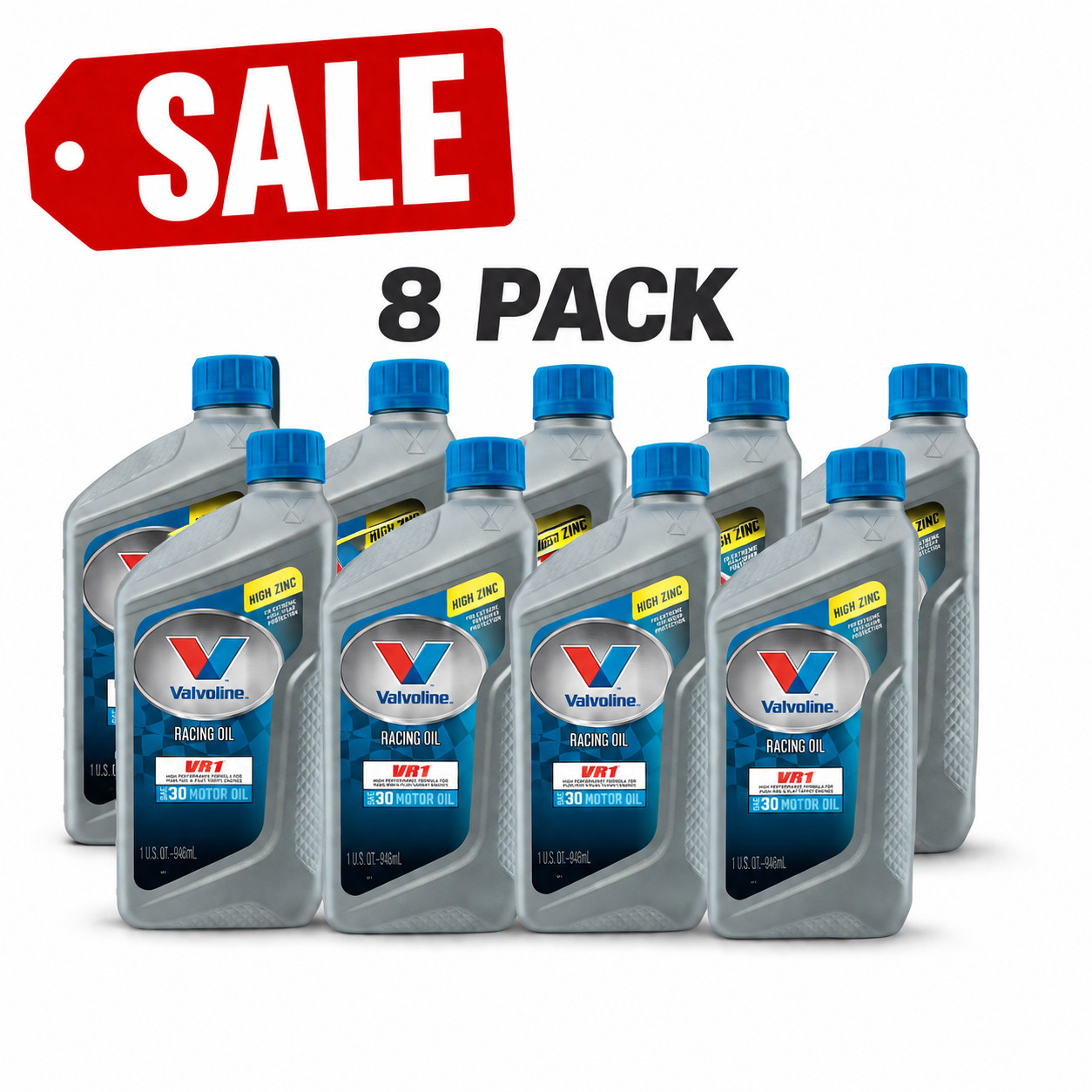 8 PACK- VALVOLINE 822401 VR1 Racing SAE 30; 1 Quart-SALE