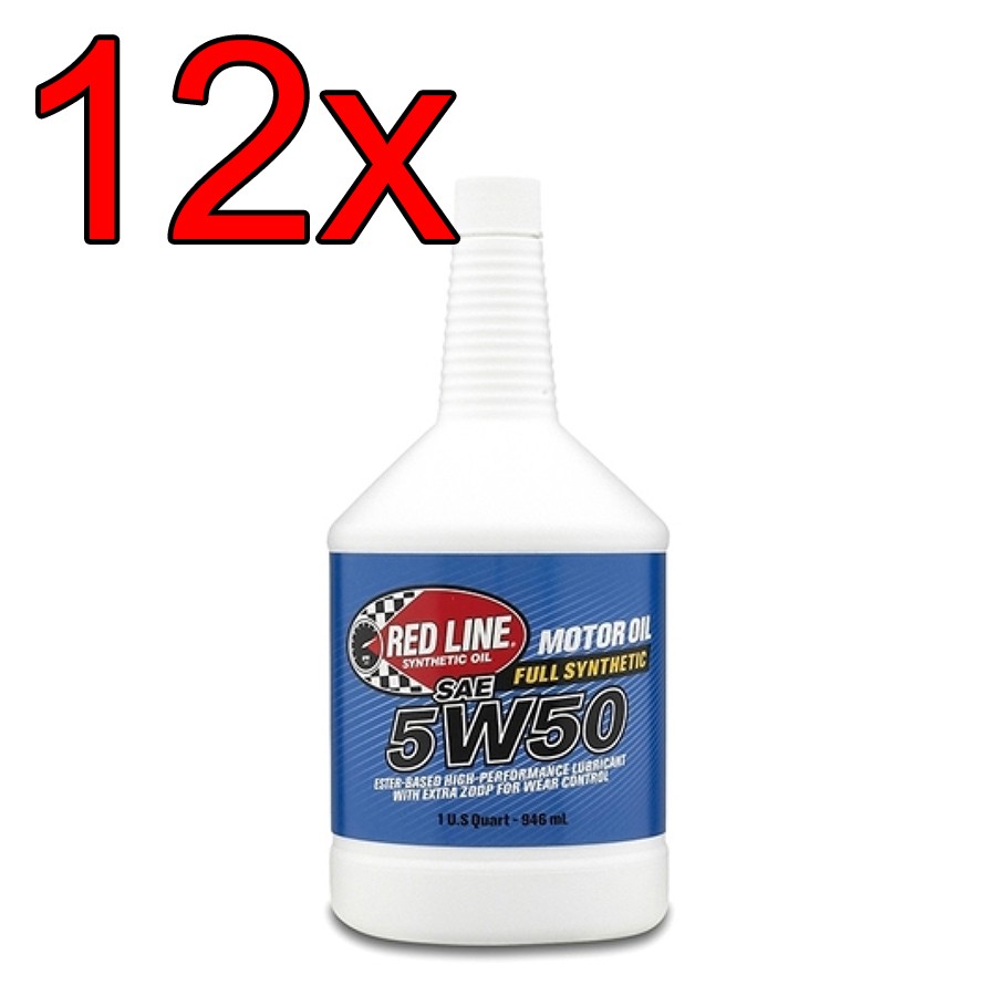 [Case of 12] Red Line Full Synthetic 5W50 Engine Motor Oil 1 Quart