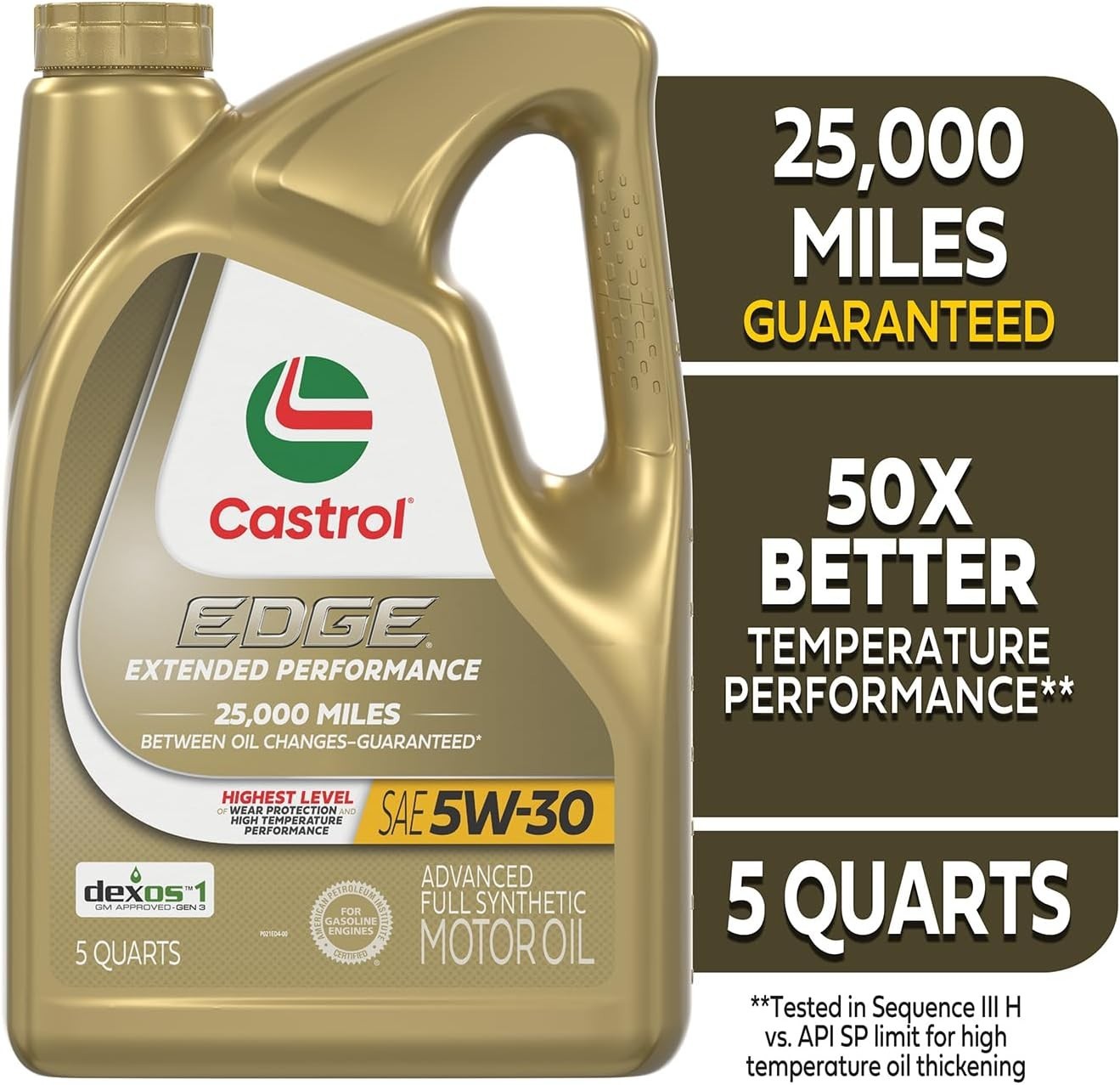 5W-30 Edge Full Synthetic Motor Oil – 5 Quart Jug for Long-Lasting Engine Care