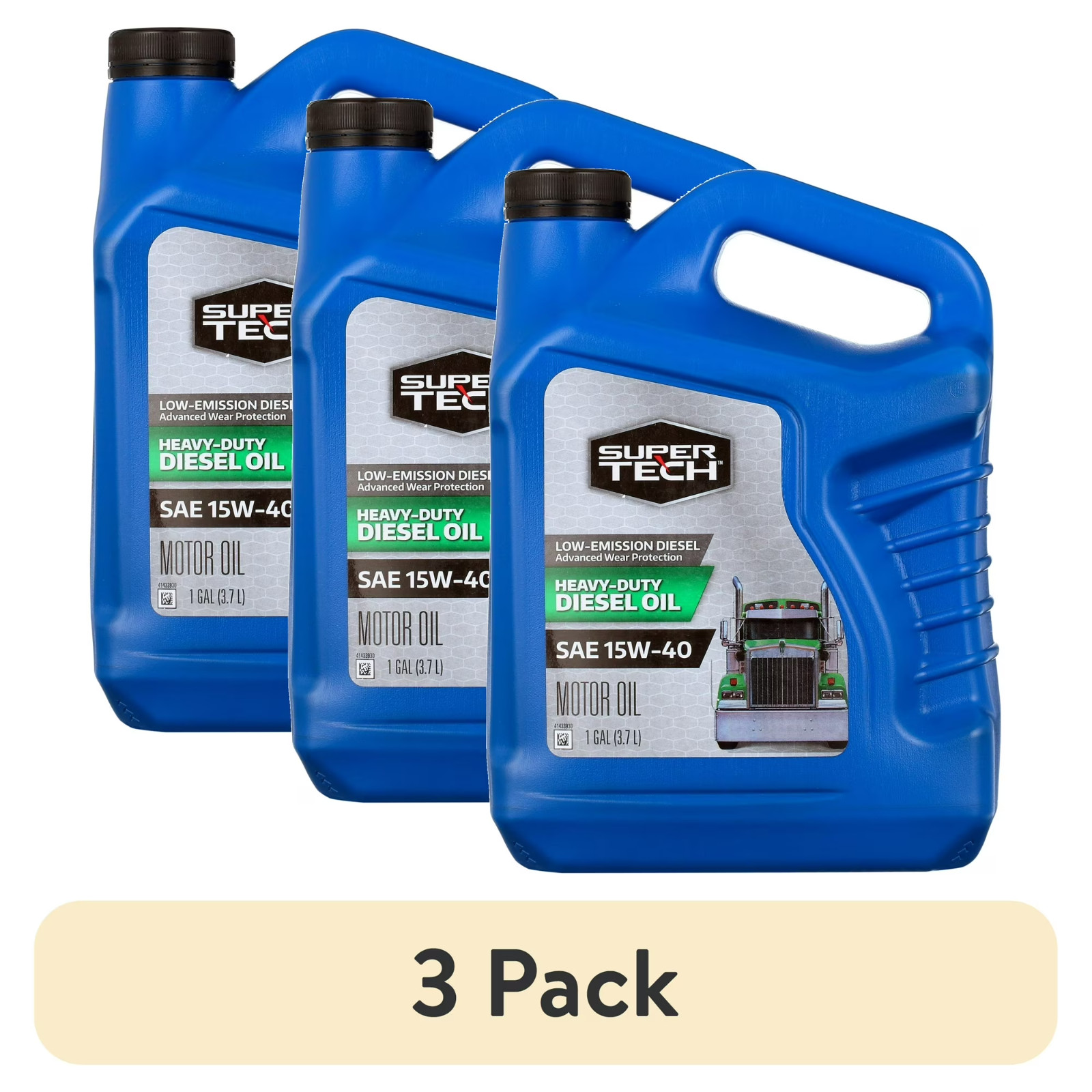 (3 pack) Super Tech Heavy Duty SAE 15W-40 Motor Oil, 1 Gallon
