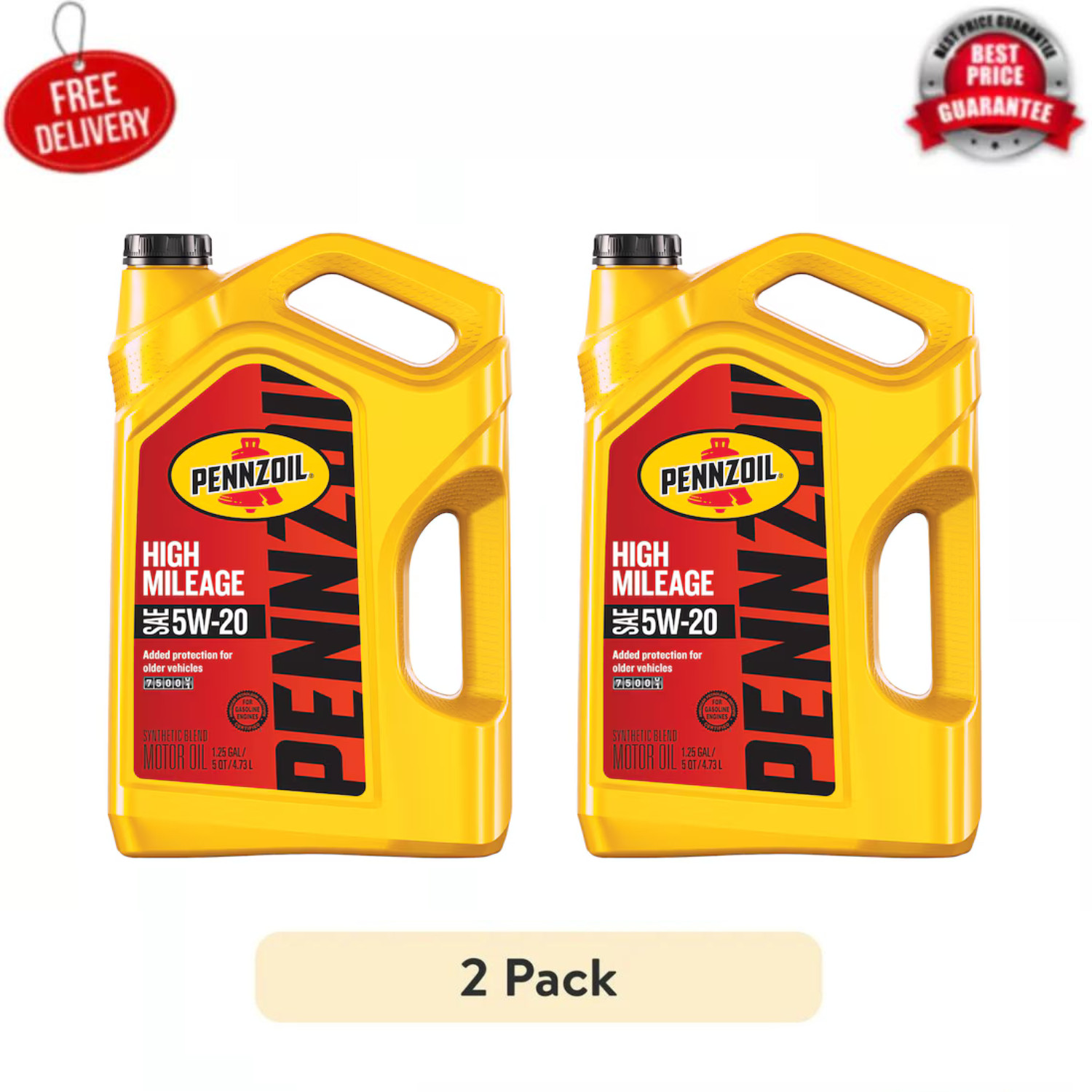 (2 pack) Pennzoil High Mileage 5W-20 Motor Oil, 5 Quart – FREESHIPPING