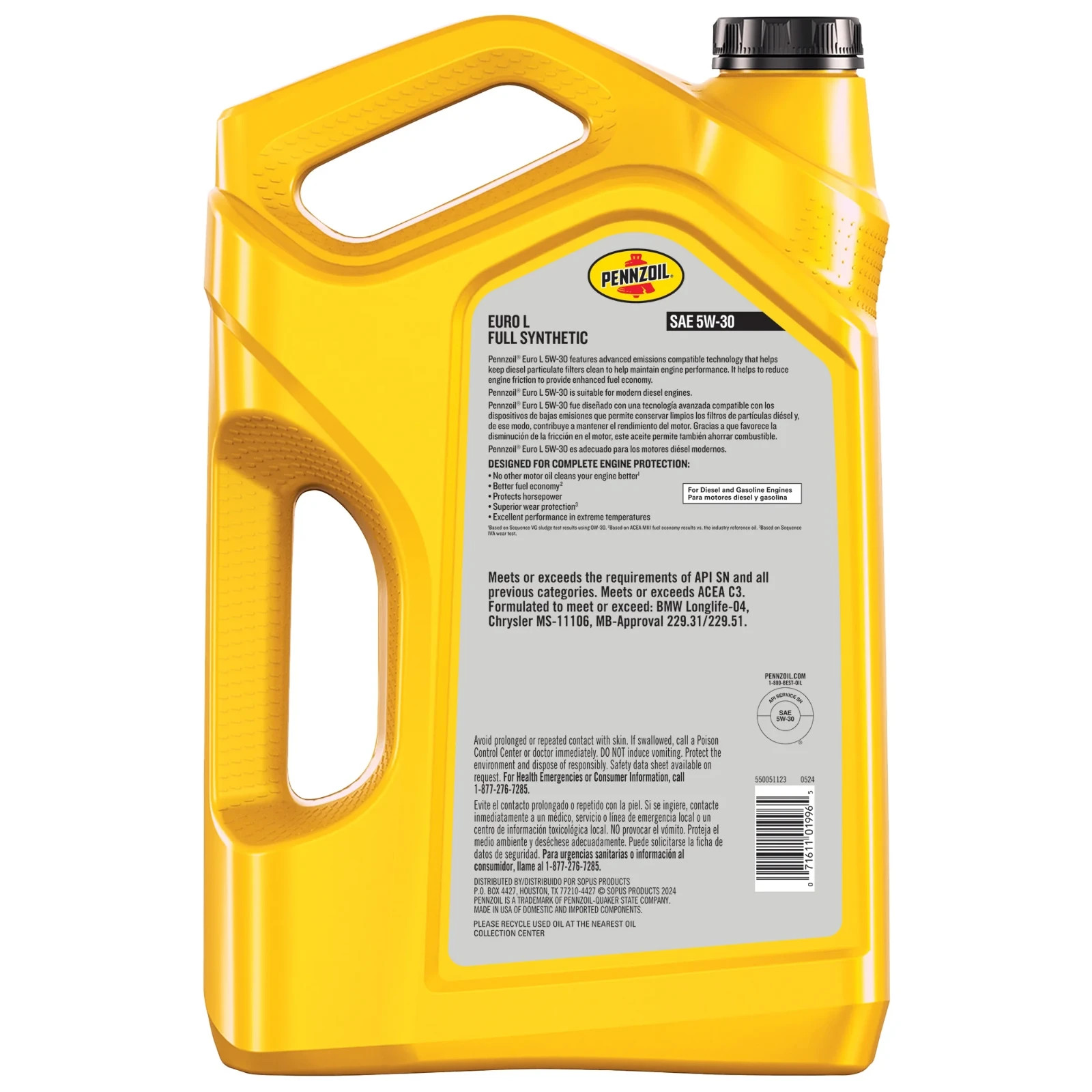 (2 pack) Pennzoil Platinum Euro L Full Synthetic 5W-30 Motor Oil, 5 Quart