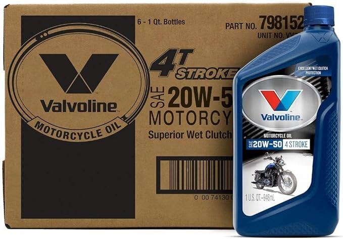 6 Pack – Valvoline 4-Stroke Motorcycle SAE 20W-50 Motor Oil, 1 Quart