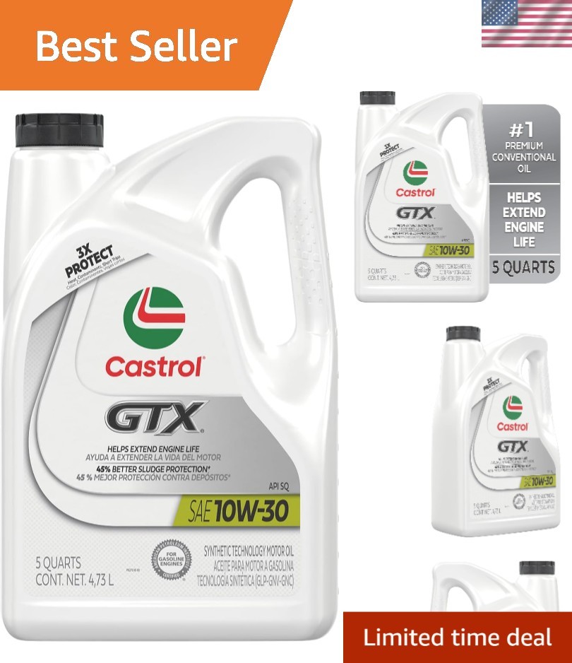 5 Quarts of GTX 10W-30 Oil – Universal Fit for Cars, Advanced Engine Protection