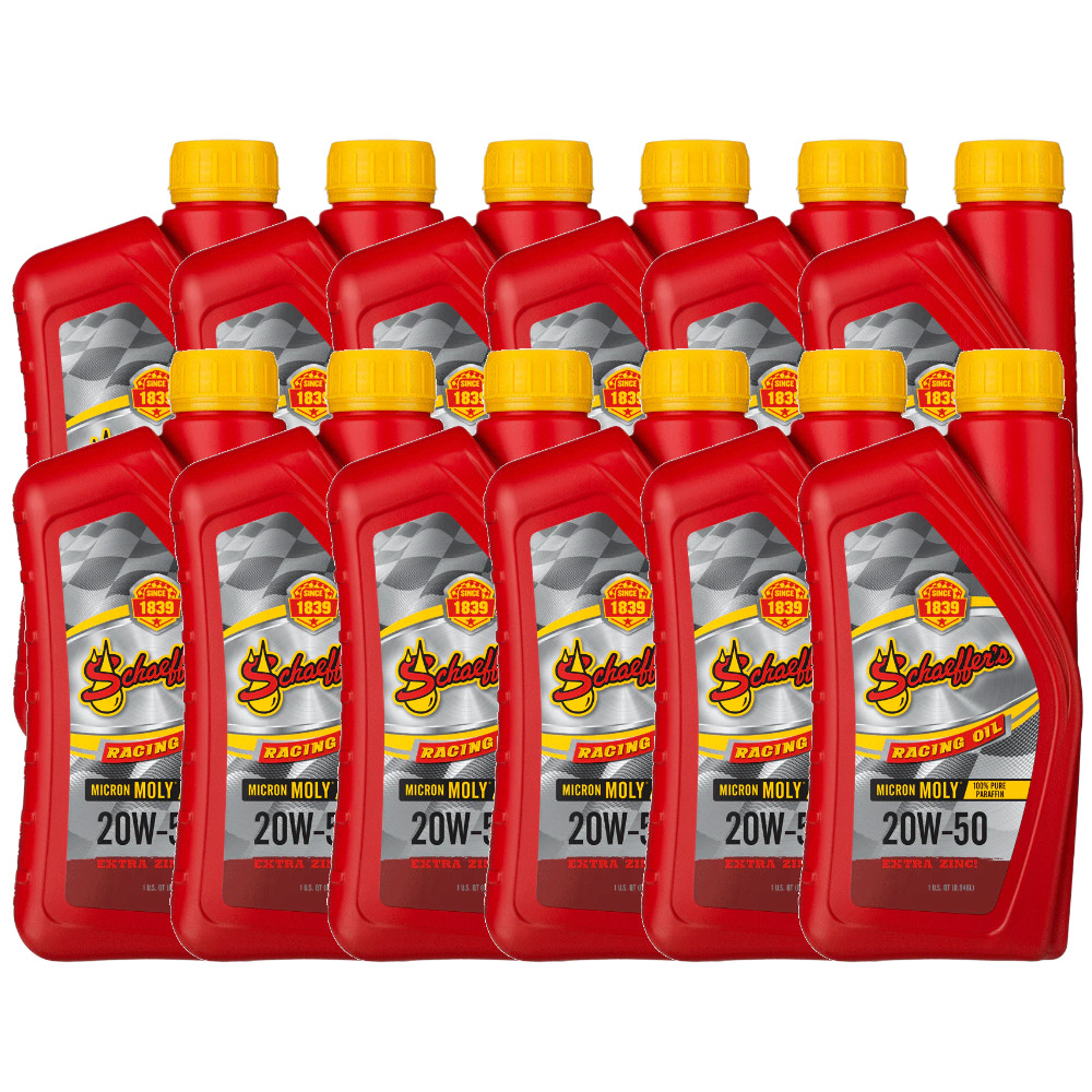 Schaeffer’s 0191-012 Micron Moly 20W-50 High Zinc Racing Oil, 1 Qt. – Case of 12