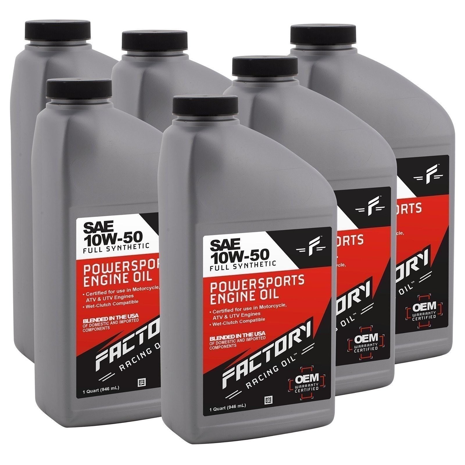 Factory Racing Oil 10W50 Full Synthetic Powersports Oil – JASO MA/MA2 -6 Quarts