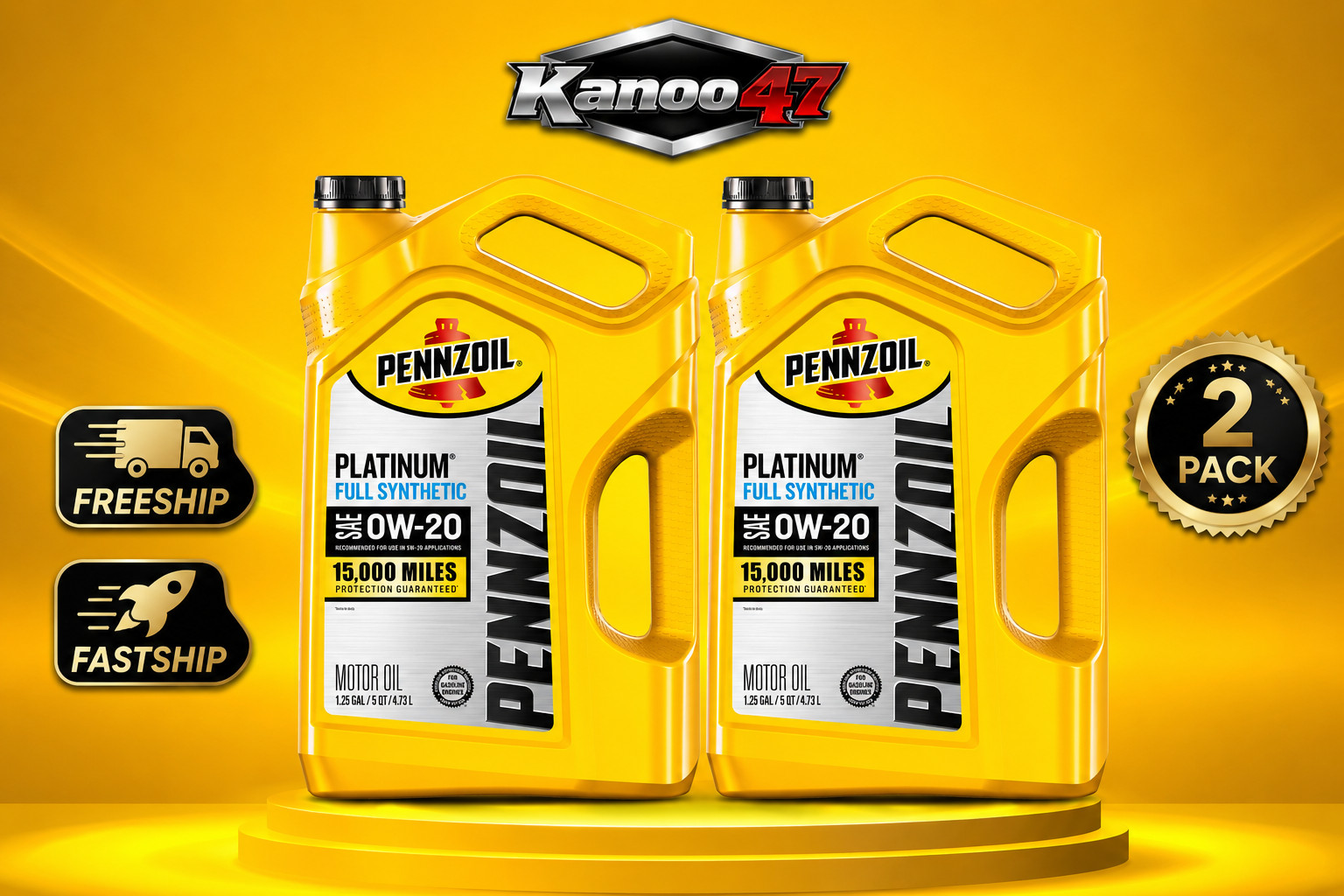 (2 Pack )Pennzoil Full Synthetic 5W-20 Motor Oil, 5 Quart ,freeship