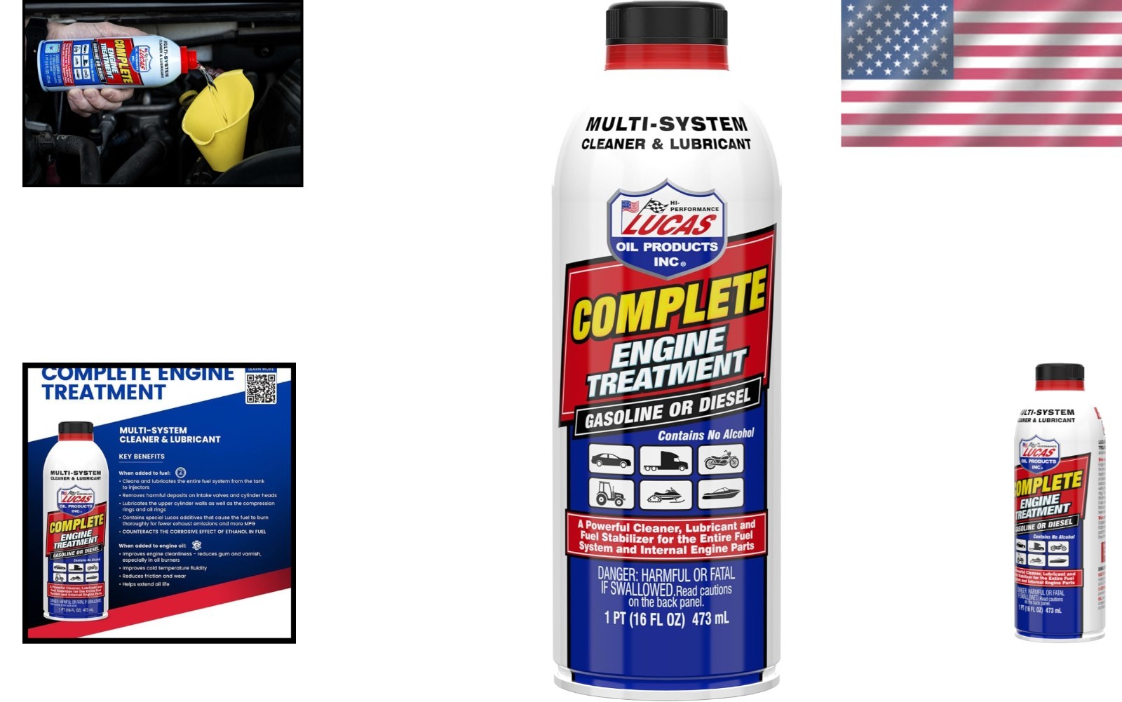 Lucas Complete Engine Treatment 16 Oz – Enhances Fuel Burn & Reduces Emissions