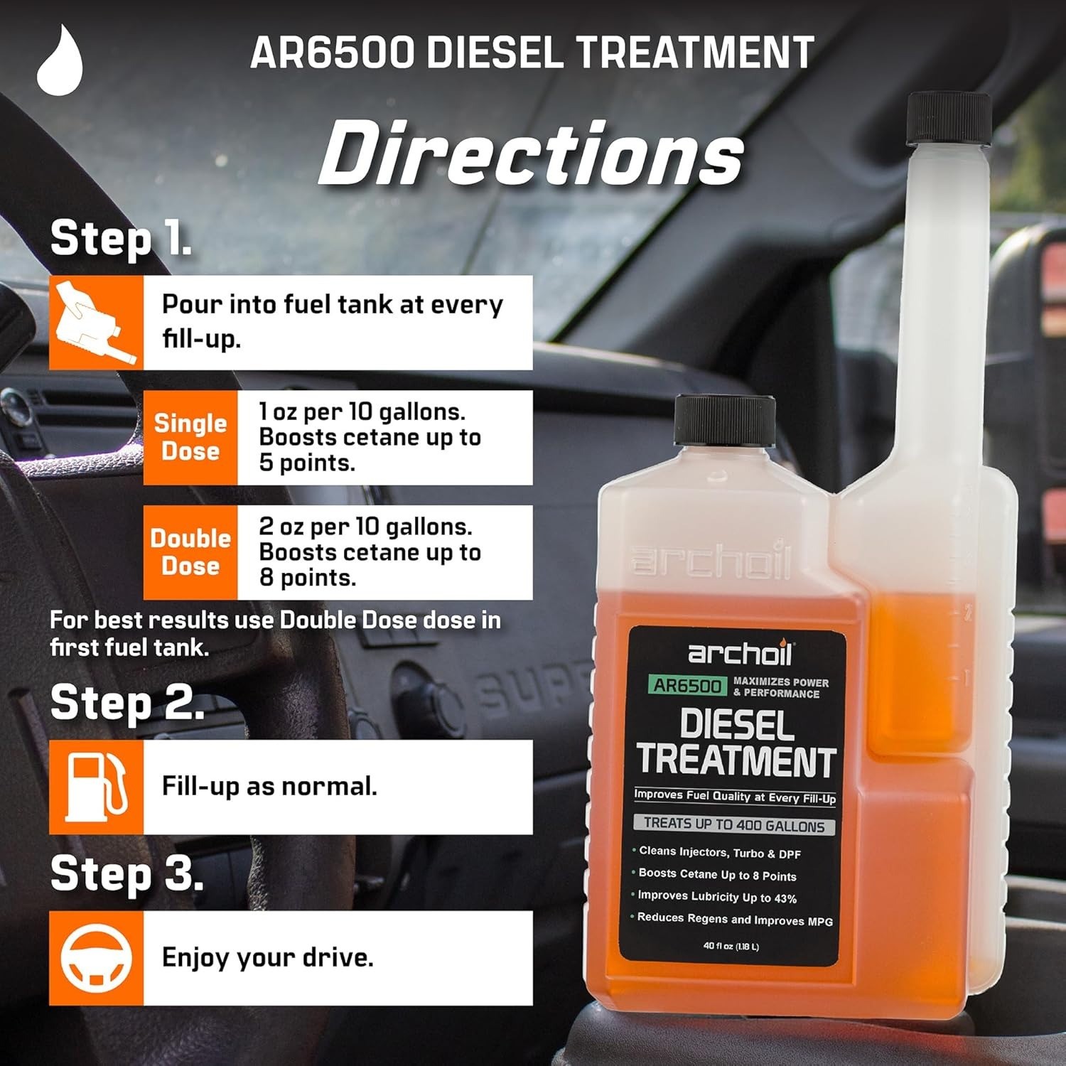 Archoil AR6500 Diesel Treatment (40 oz) Two Pack – Treats 800 Gallons