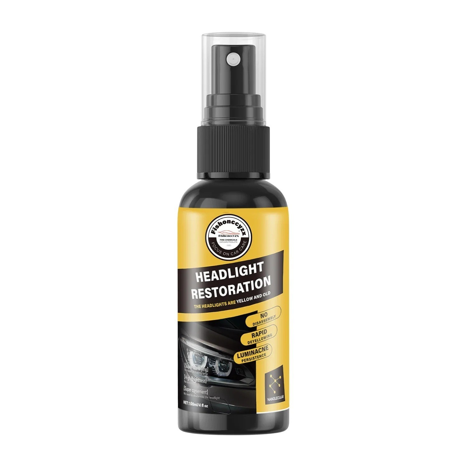 Car Headlight Restoration Spray Clear Lens Repair Polish Cleaner UV Protection