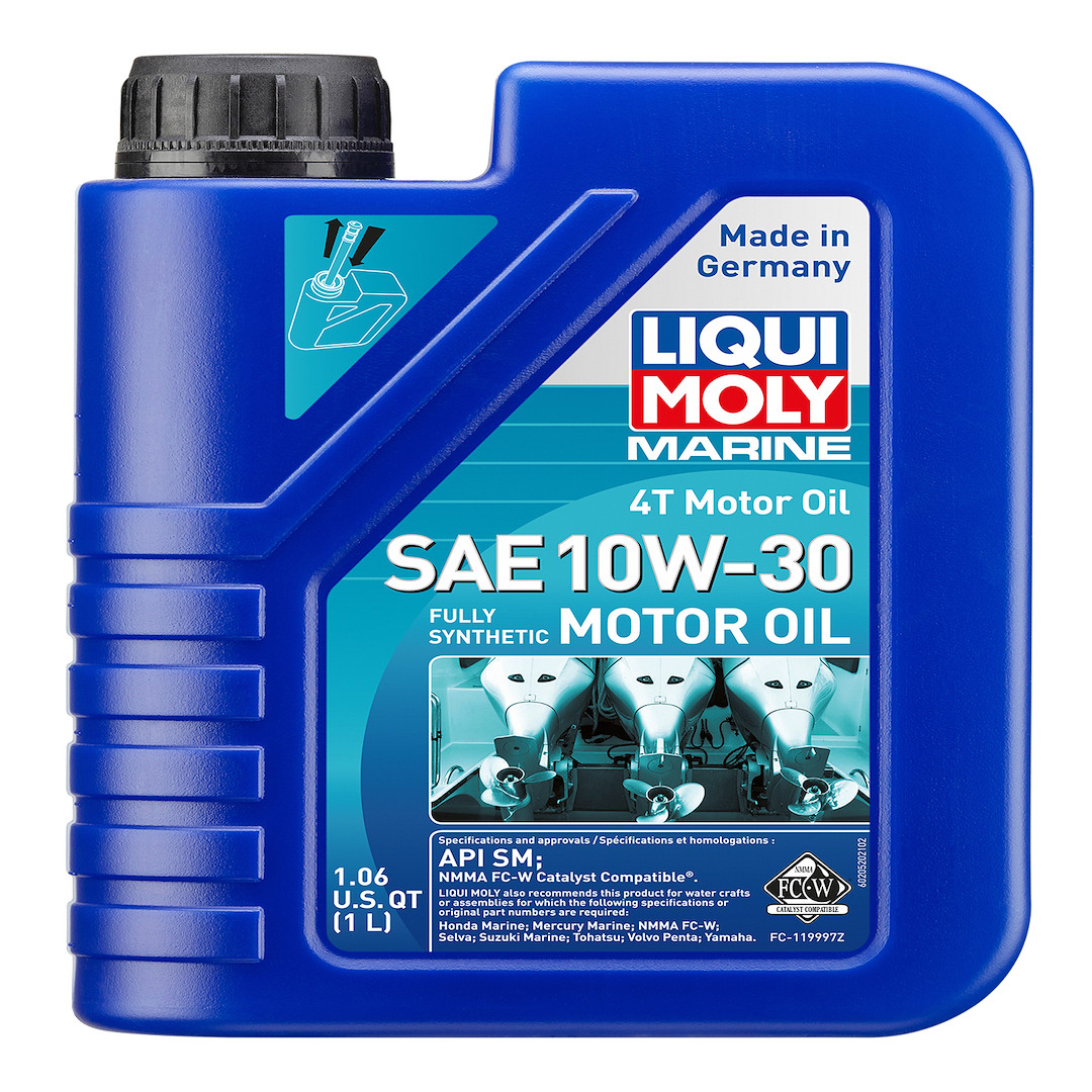 Liqui Moly Marine 4T Motor Oil SAE 10W-30 Synthetic for Boats1L Bottle 20520