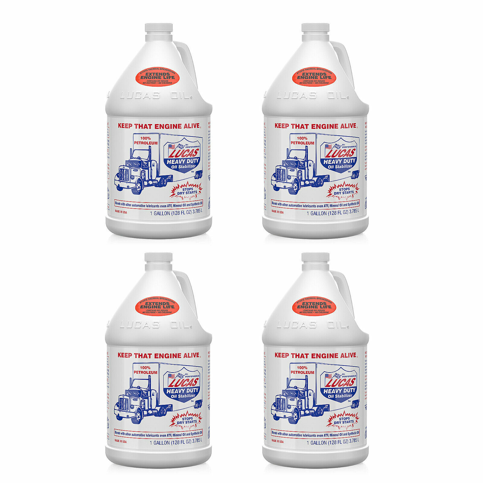Lucas Oil 10002 Pure Petroleum Heavy Duty Multi-Use Oil Stabilizer 1 Gal 4 Pack