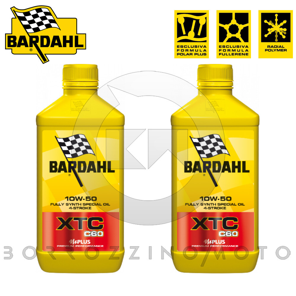 2Lt ENGINE OIL 100% SYNTHETIC MOTORCYCLE 4T BARDAHL XTC C60 10w50 MA2 FULLERENE-POLAR