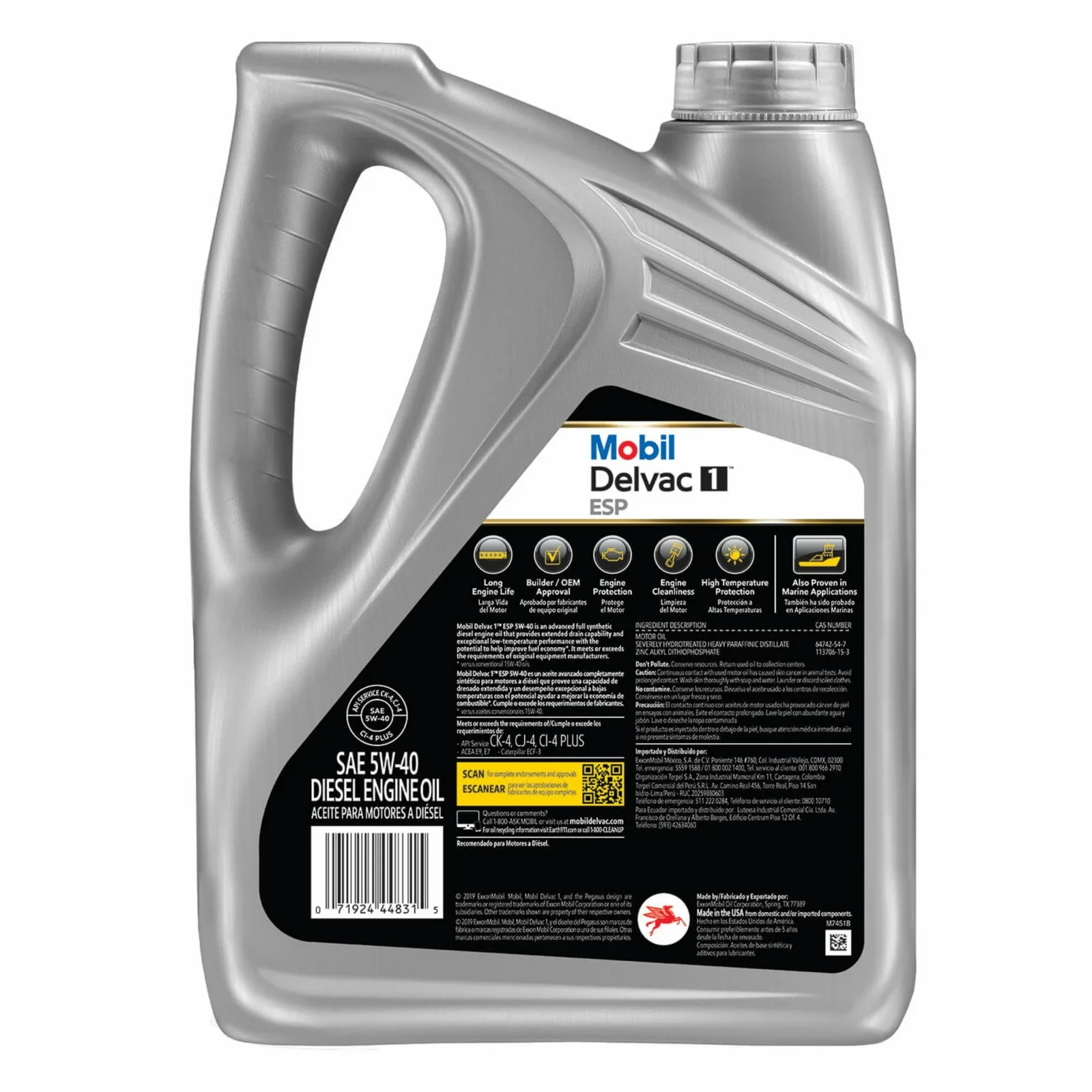 Mobil Delvac 1 ESP Heavy Duty Full Synthetic Diesel Engine Oil 5W-40, 1 Gal.