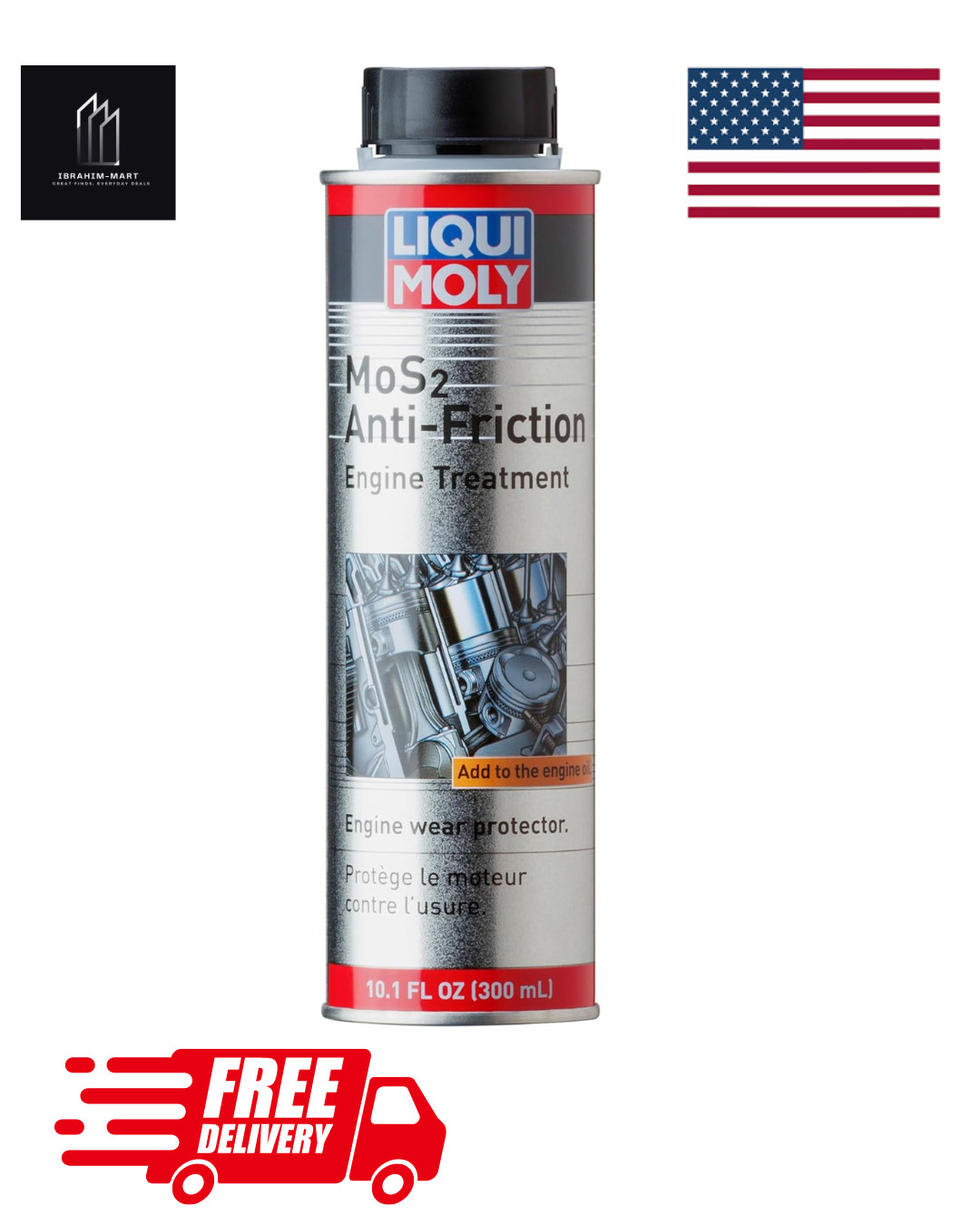 Liqui Moly MoS2 Anti-Friction Engine Treatment | 300 ml | Oil additive | SKU: 20