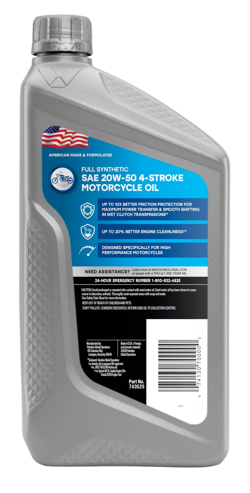 4-Stroke Full Synthetic 20W-50 Motorcycle Oil – 1 Quart