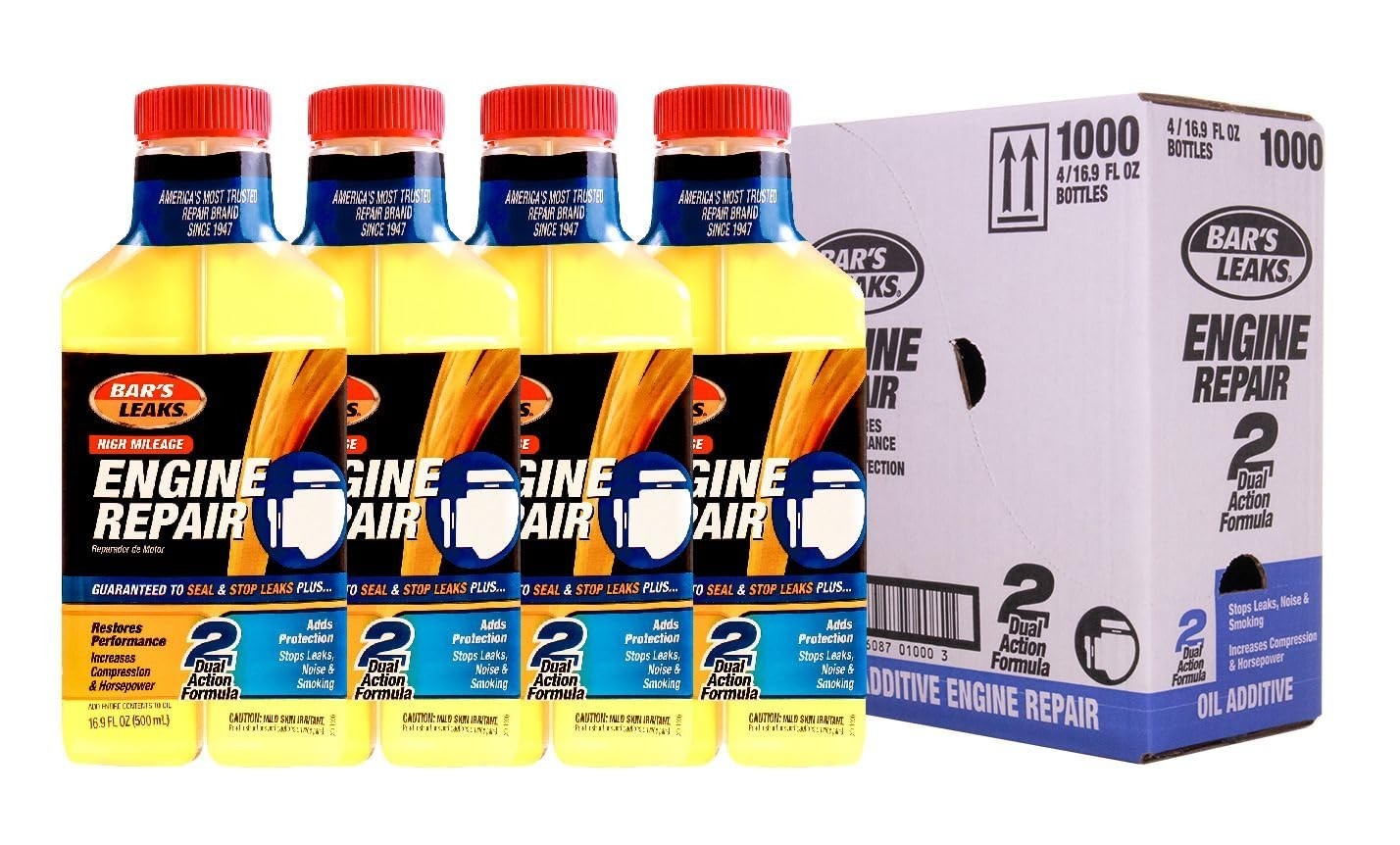 High Mileage Engine Repair Sealant – 4 Pack, Leak Stopper & Oil Additive