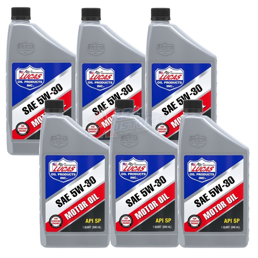 Lucas 10474 High Performance Conventional Motor Oil SAE 5W30 1qt Set of 6