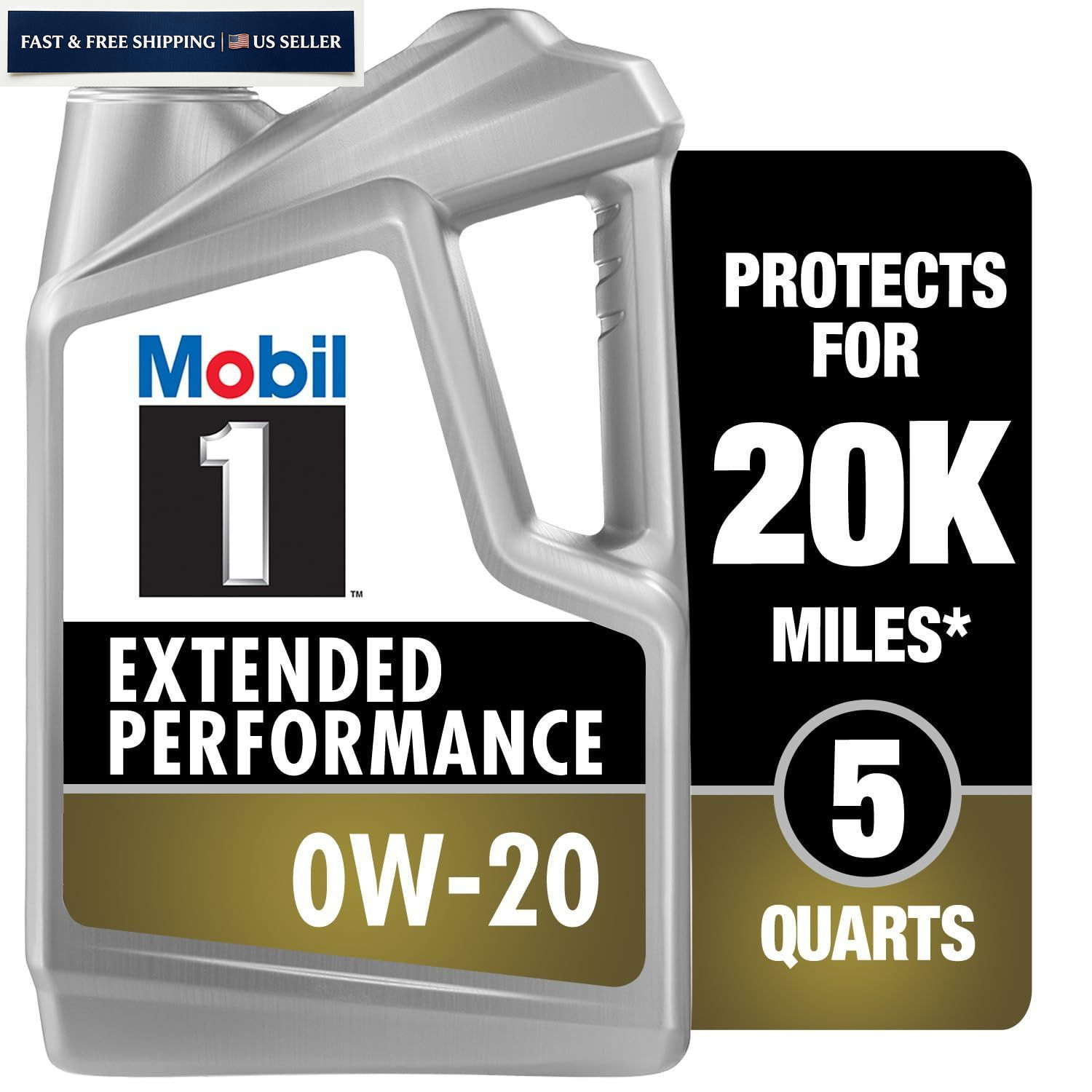 Mobil 1 Extended Performance Full Synthetic Motor Oil 0W-20, 5 5 Quart, Gray