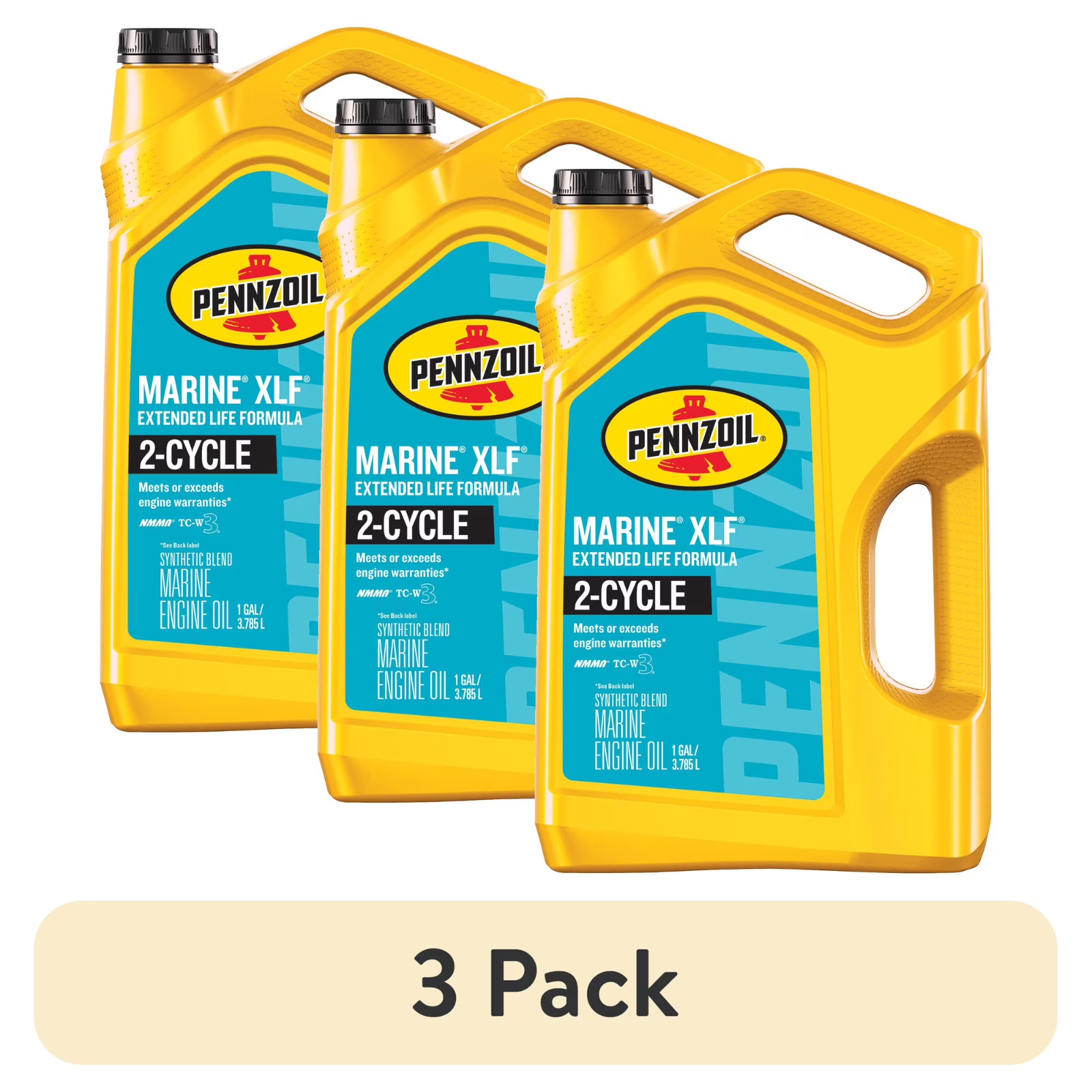3 Pack Pennzoil Marine XLF Extended Life Formula Engine Oil, 1 Gallon, Anti-Gel