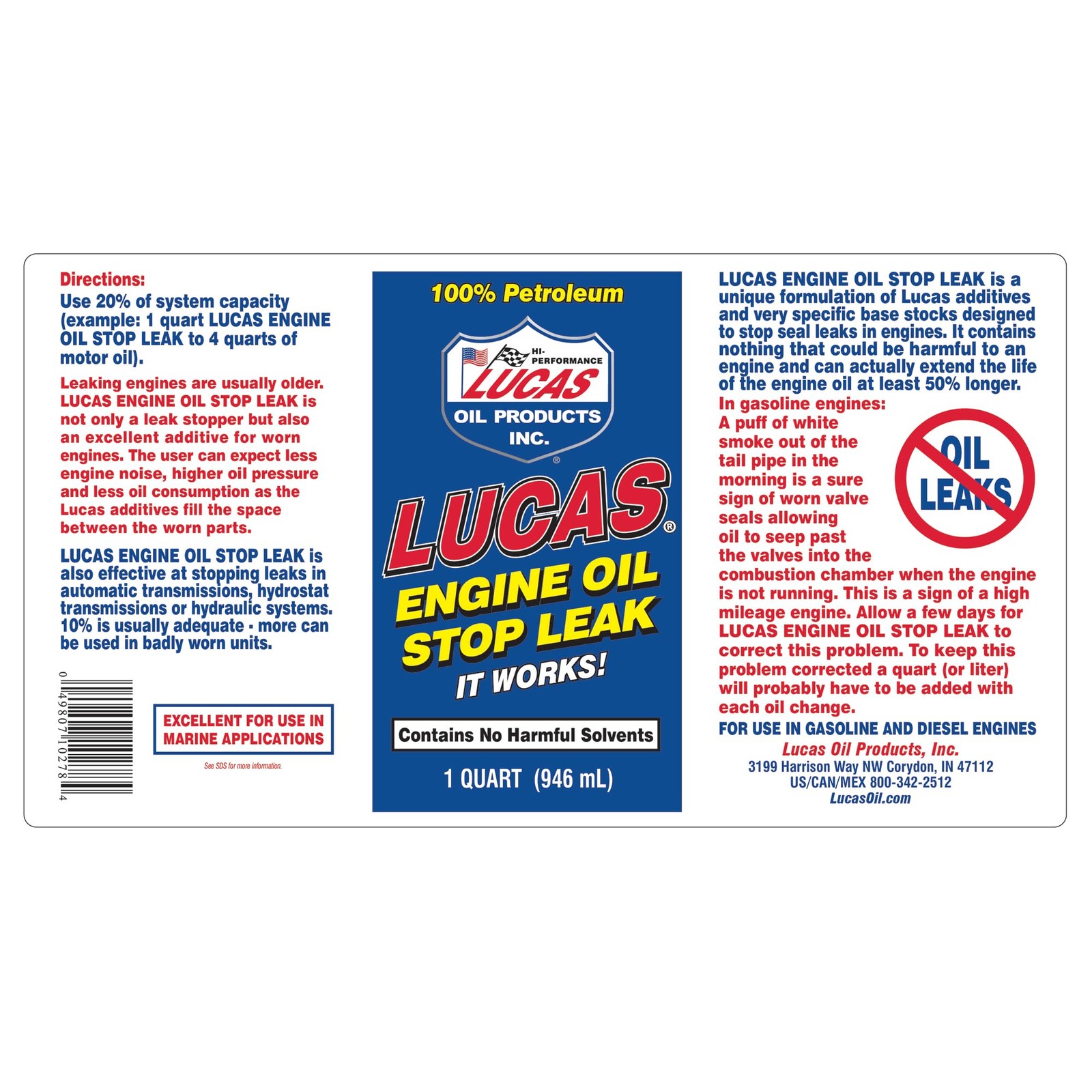 10278 Engine Oil Stop Leak 1 Quart