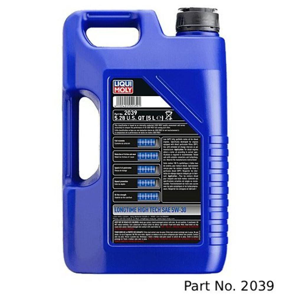 Liqui Moly Motor Oil Synthetic Gasoline and Diesel Longtime High Tech SAE 5W-30