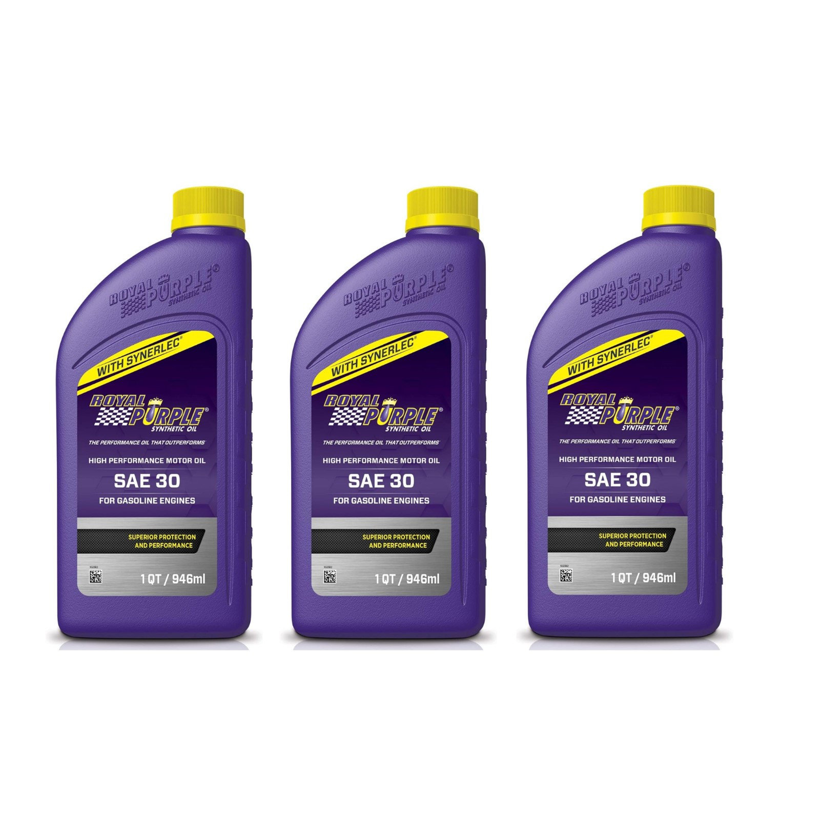 Royal Purple SAE 30 High Performance Synthetic Motor Oil 1 Qt. Bottles Set of 3