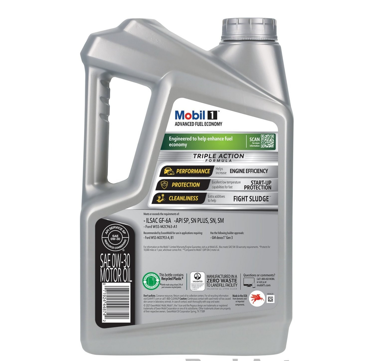 MOBIL 120761 0W30; Advanced Fuel Economy Full Synthetic Motor Oil 5 QT-SALE